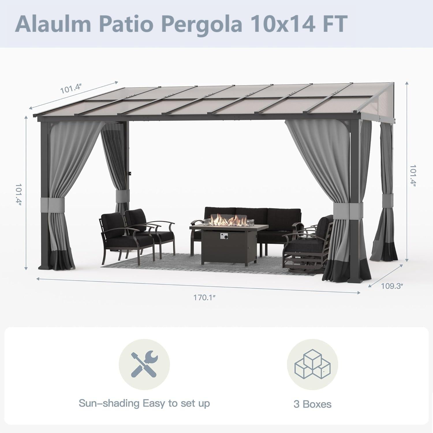 ALAULM LS-1014WMGB-GREY Wood-Resin-Gazebos - View #4