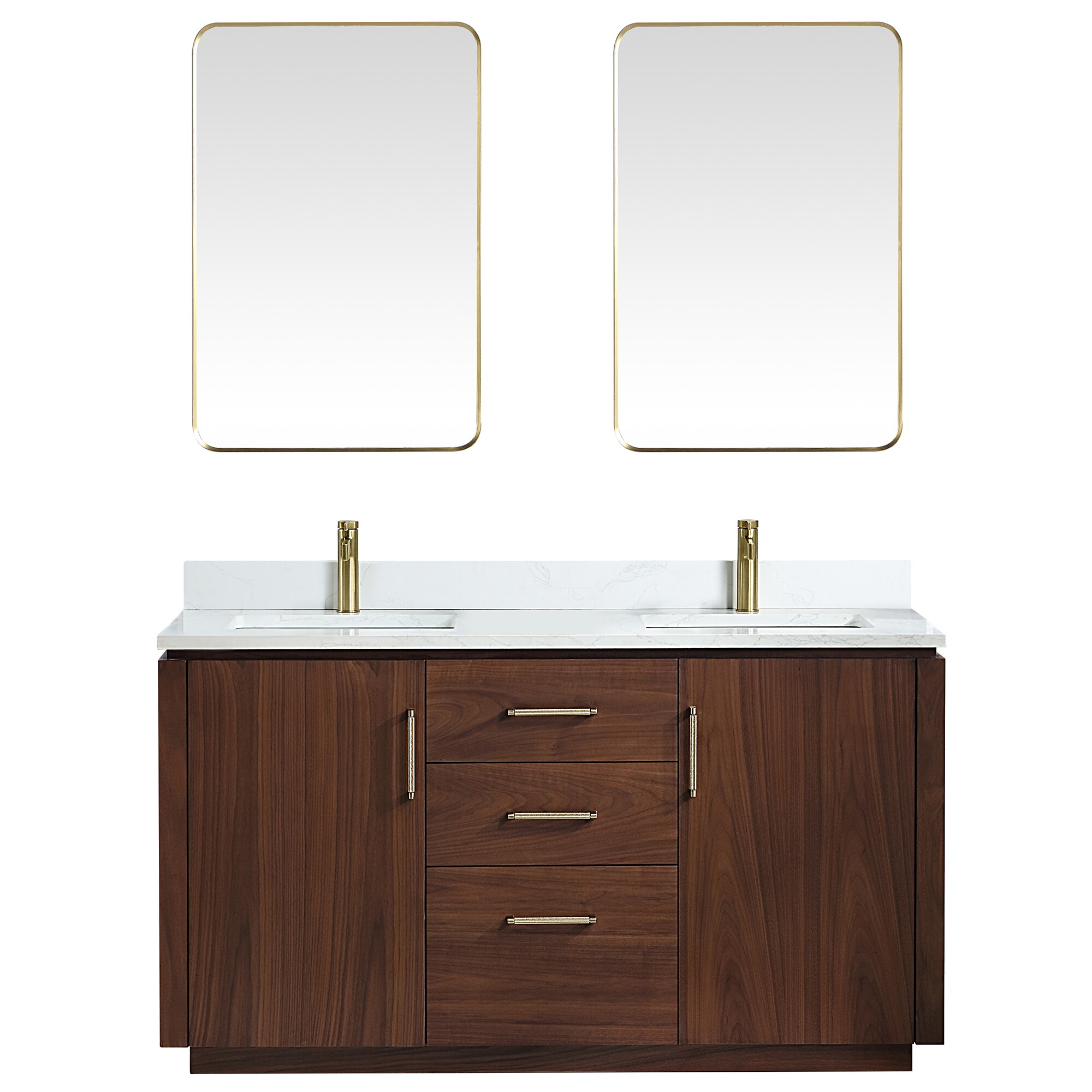 Vinnova San 60M in. Free-standing Double Bath Vanity in Natural Walnut ...