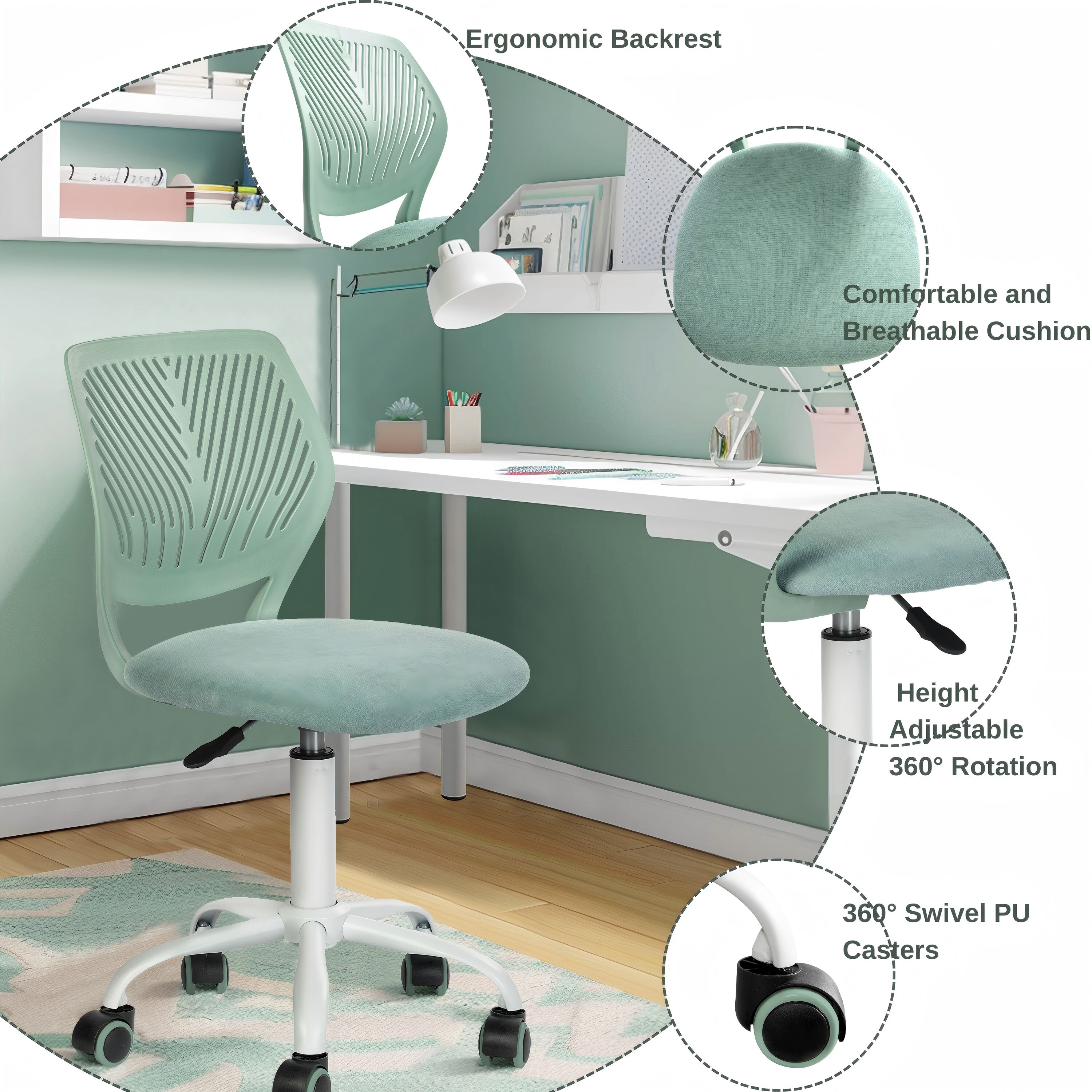 Homy Casa CARNATION AQUA VNEW Office-Chairs - View #5
