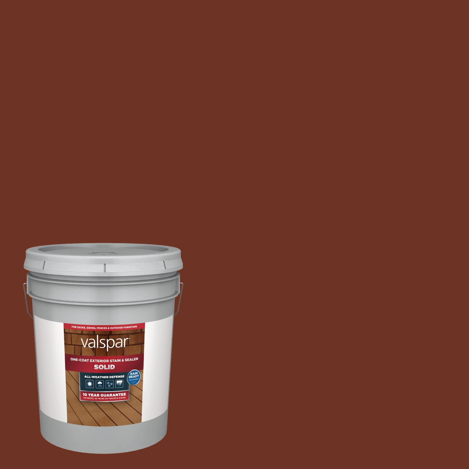 Badlands Red Solid Exterior Wood Stain and Sealer (5-Gallon) | - Valspar BADLANDS RED-1028092