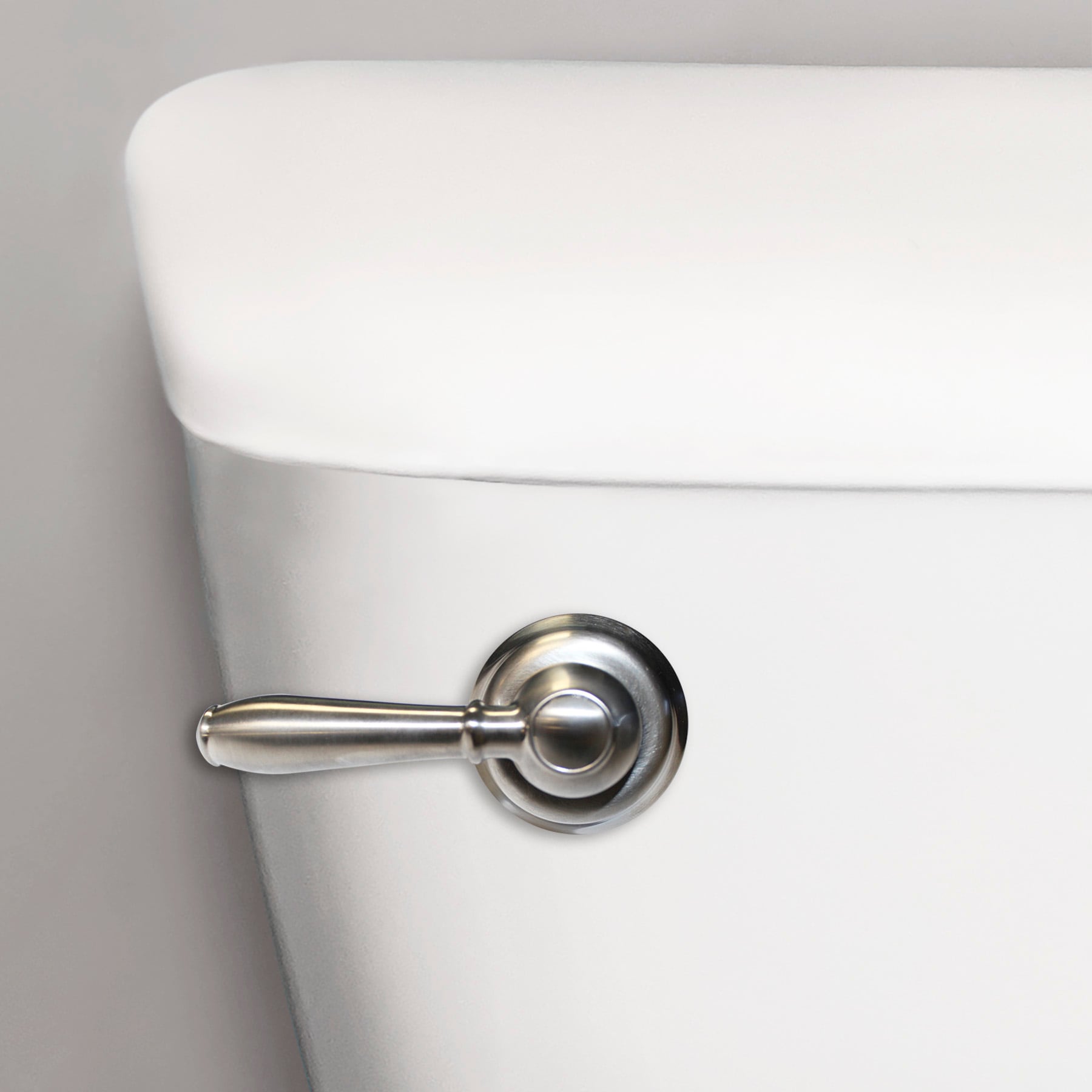 Korky 6071PK StrongARM Faucet Style Toilet Tank Lever and Handle 8-in Front/Side/Neo-angle Mount Brushed Nickel Universal Fit Toilet lever