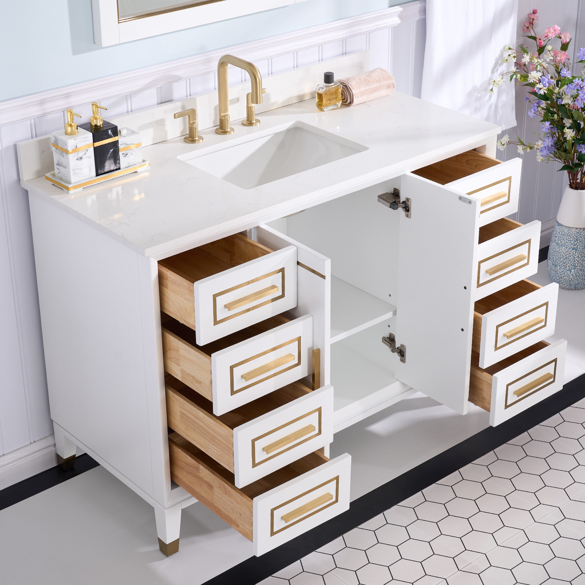 WELLFOR MELODY48QZ-WT Bath-Vanity-Combo - View #14