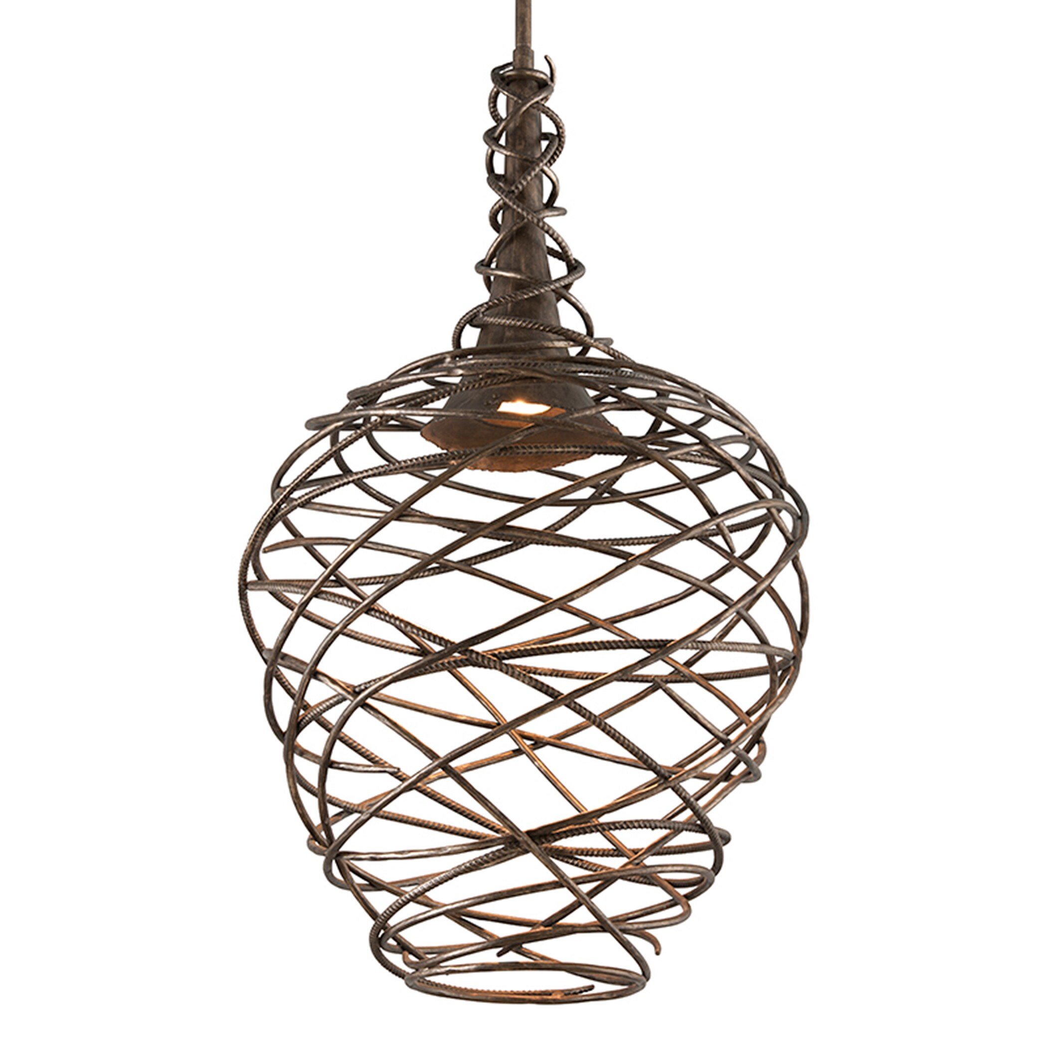 Troy Lighting F4186 Sanctuary Cottage Bronze Transitional Geometric LED Hanging Pendant Light