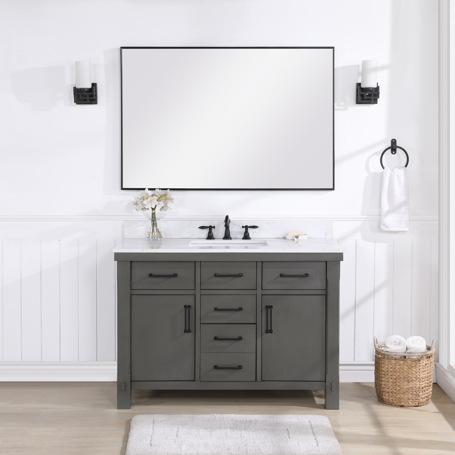 Vinnova Viella 48-in Rust Gray Undermount Single Sink Bathroom Vanity ...