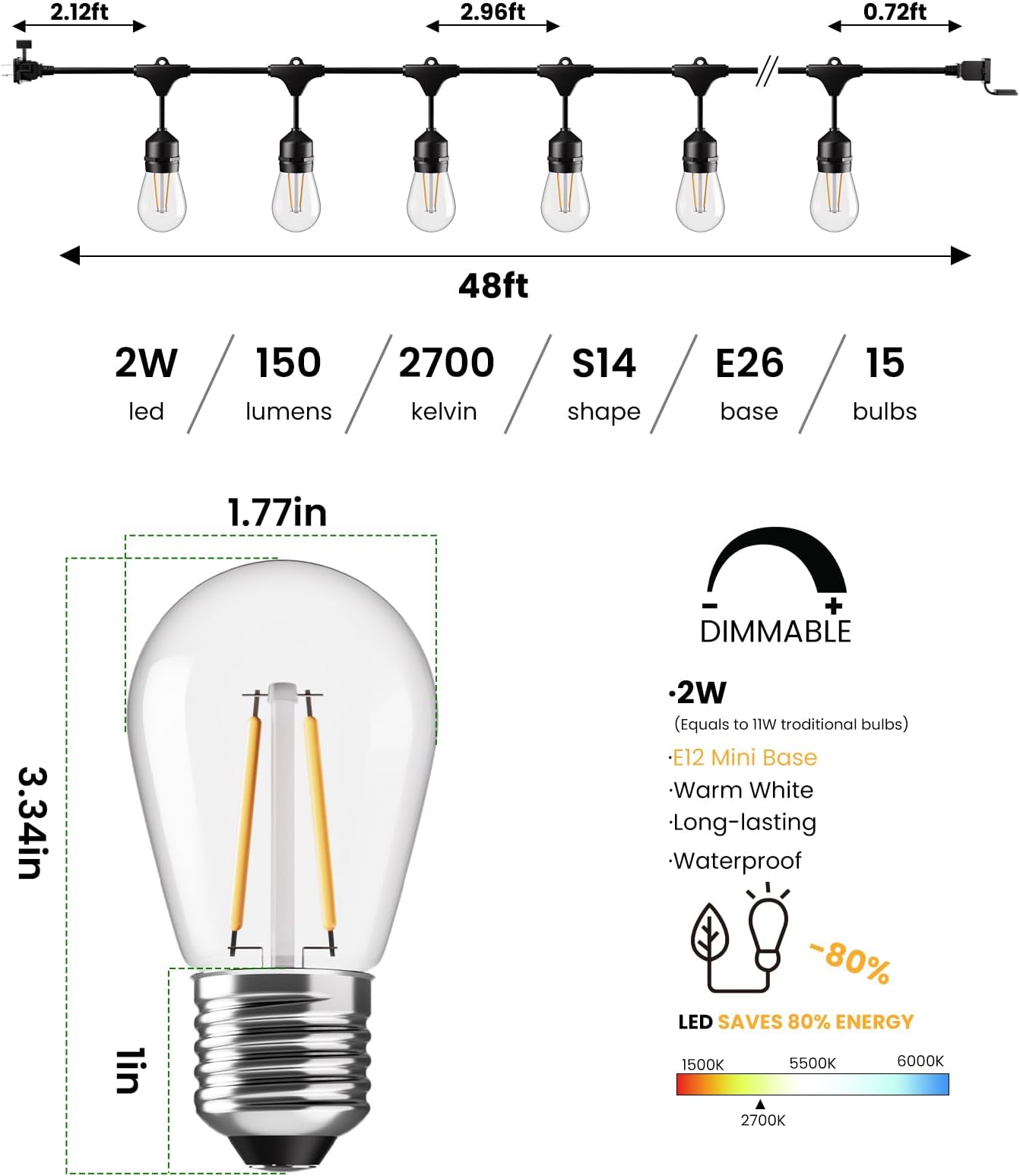 Afoxsos LAF0121L23 Patio-String-Lights - View #2