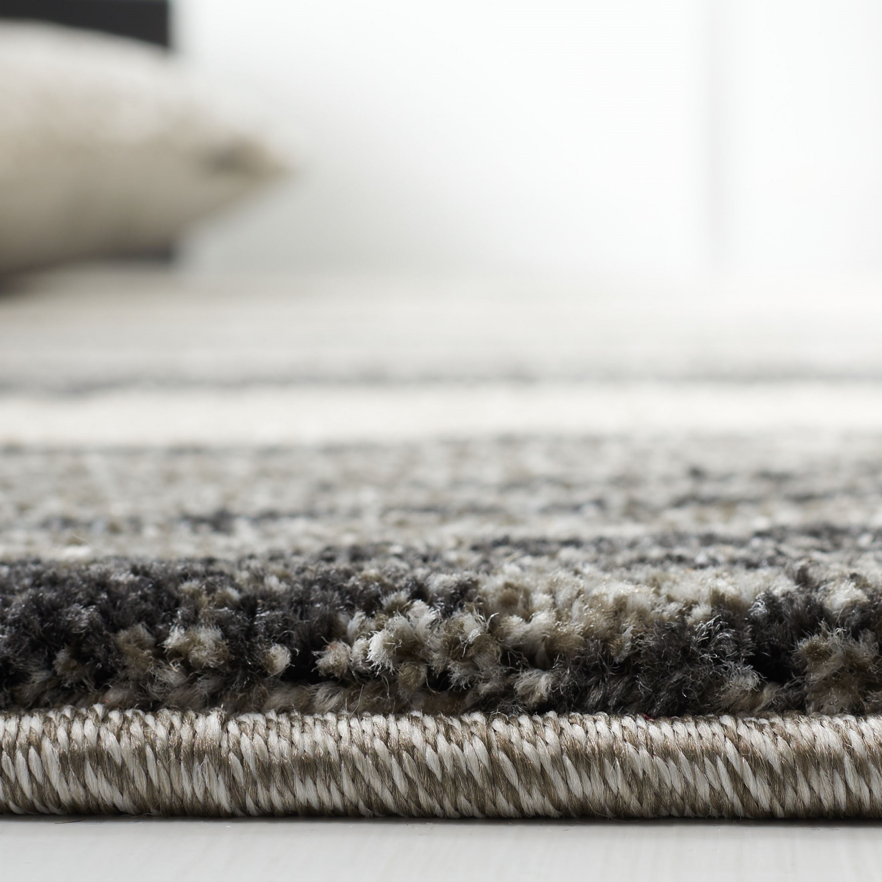 Mid-Century Modern Abstract Gray Shag Area Rug 27in