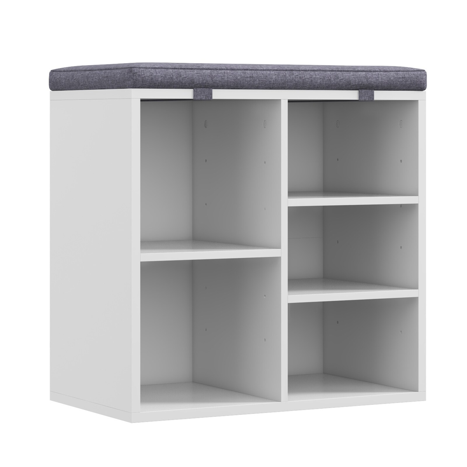 Garvee 20 Inch White Shoe Bench With Cushioned Seat And Adjustable ...