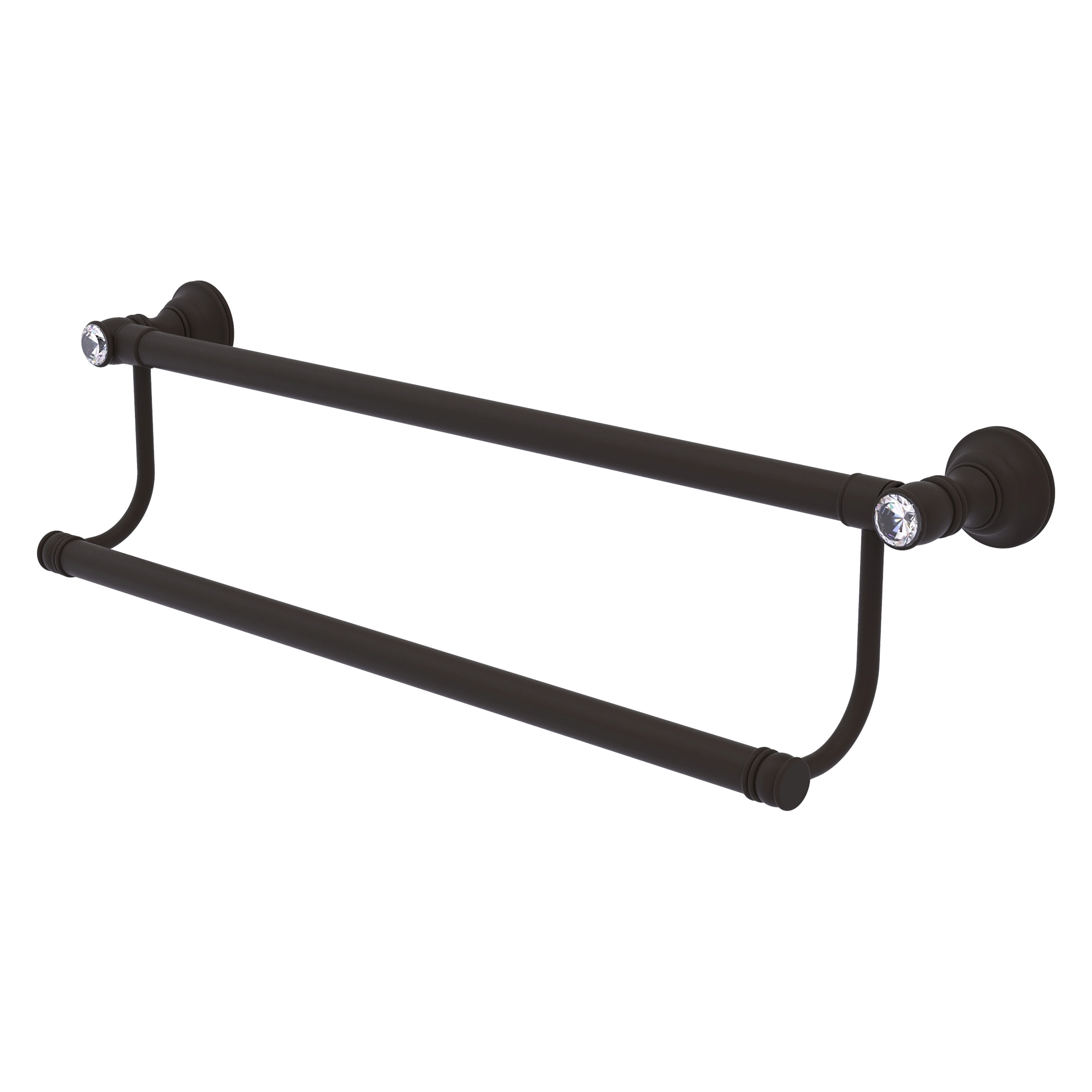Allied Brass CC-72-30-ORB Carolina Crystal 30-in double Oil Rubbed Bronze Wall mount Double Towel Bar