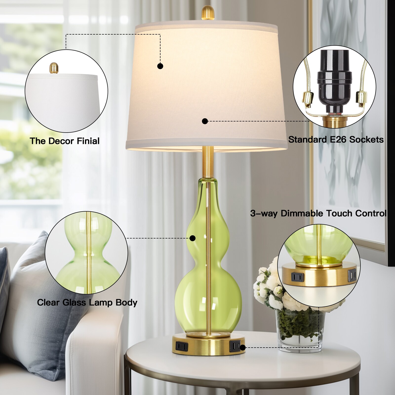 UrFurnishings TD-857 Table-Lamps - View #6