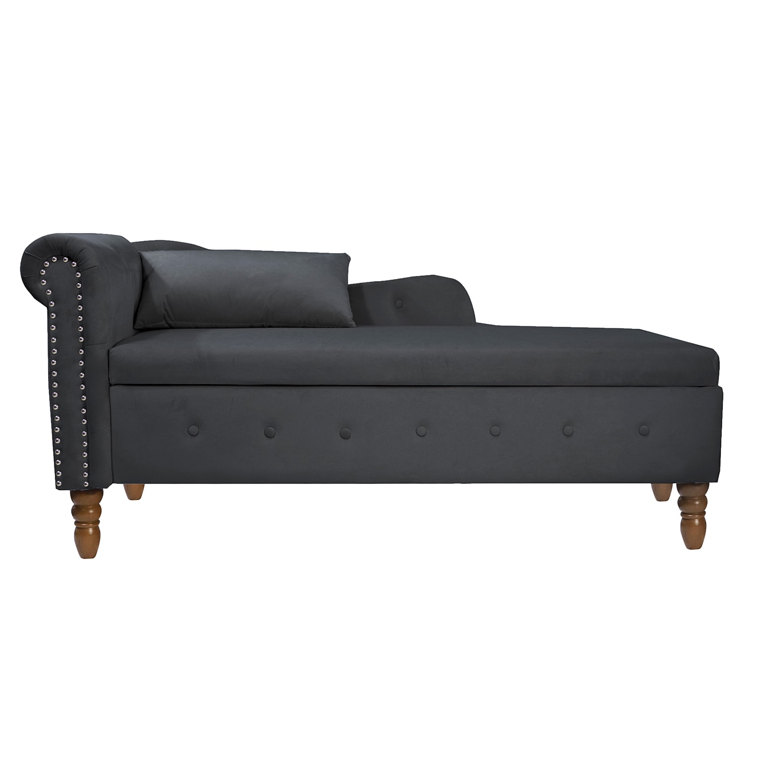 Bybafun YA6100062 Modern Black Velvet Chaise Lounge
