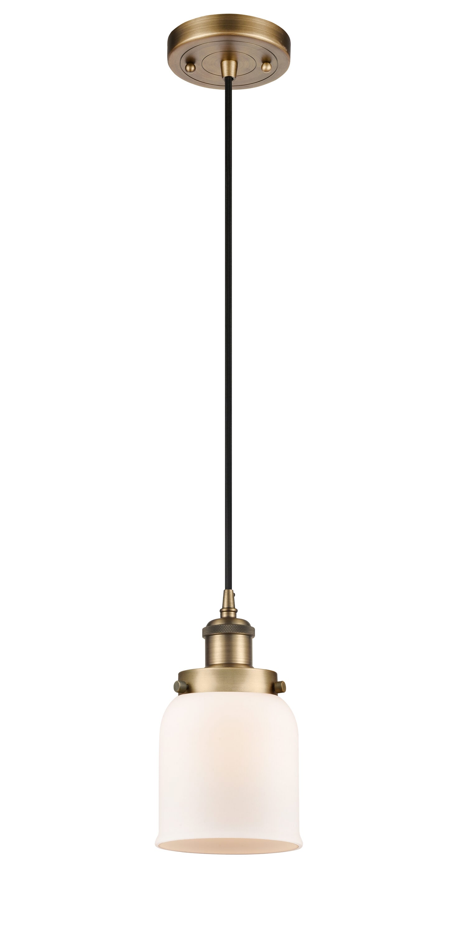 Innovations Lighting 916-1P-BB-G51 Bell Brushed Brass Industrial Opal glass Bell Medium Hanging Pendant light