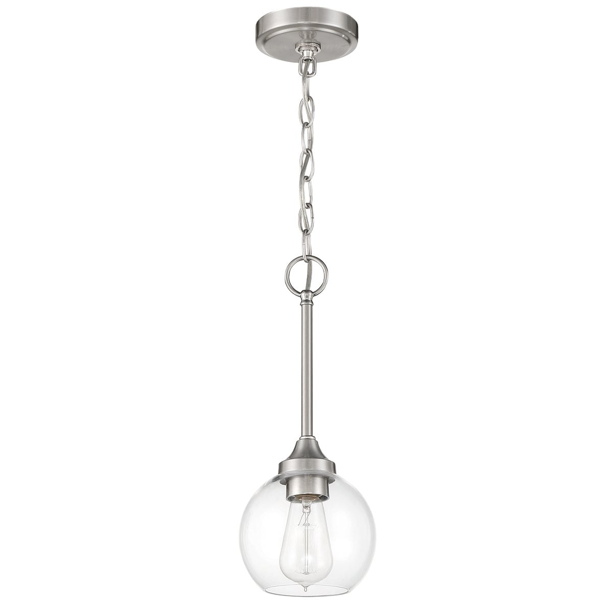 Craftmade 56291-BNK Glenda Brushed Polished Nickel Traditional Clear glass Globe Mini Hanging Pendant light