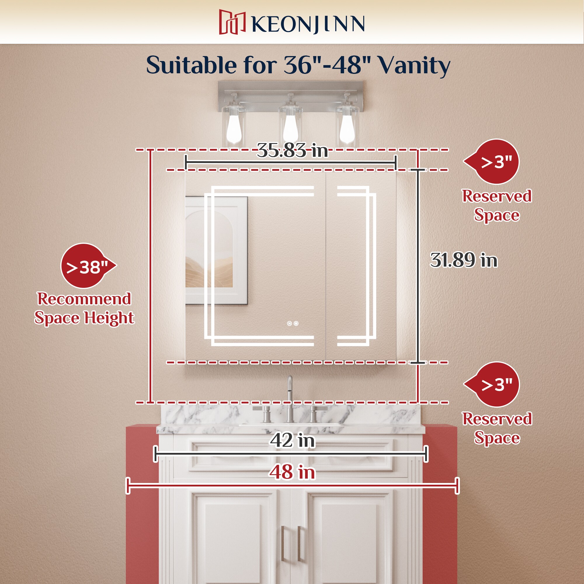Keonjinn LW-JG-ZCG-9181SI Bathroom-Medicine-Cabinets - View #4