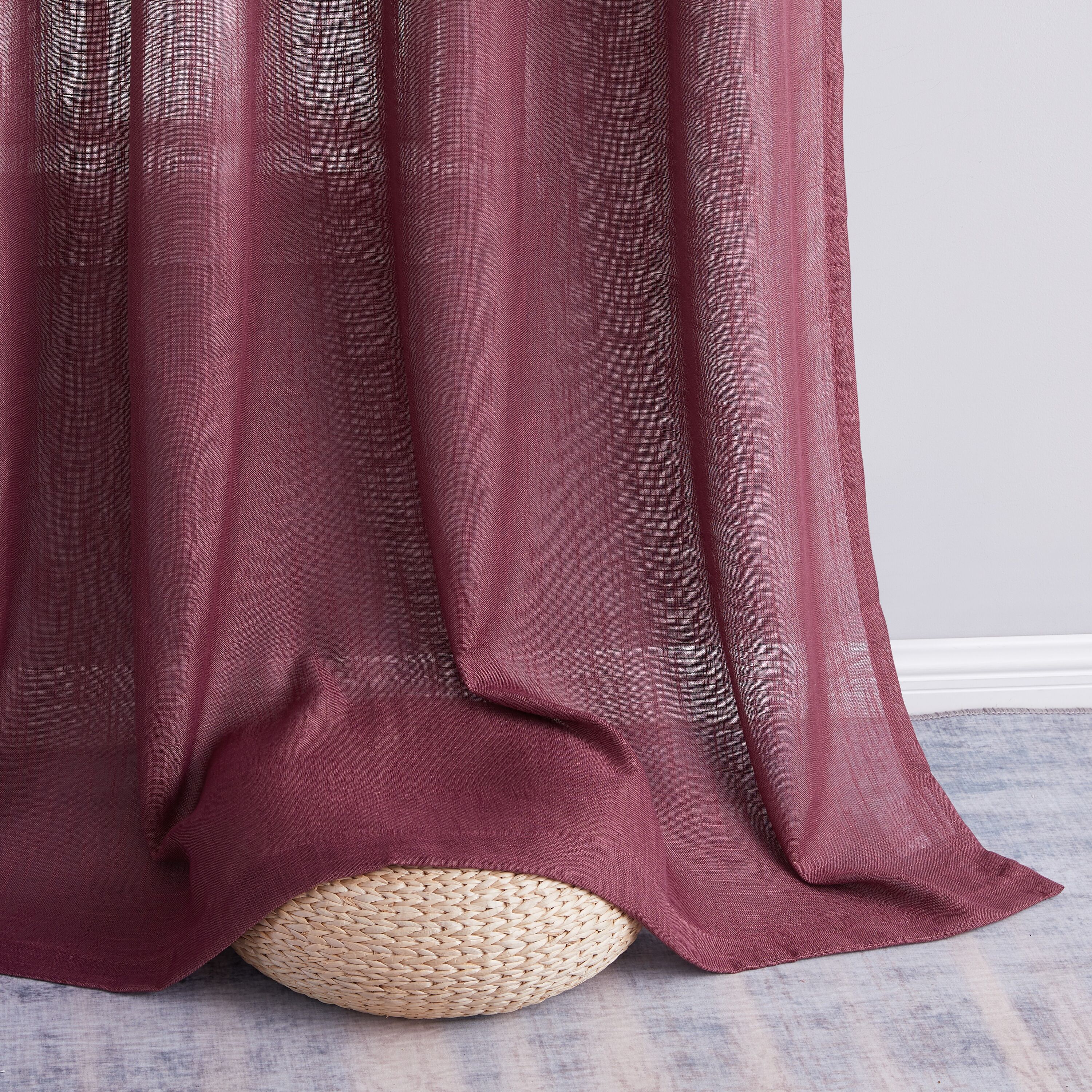 HLC Abbey Faux Linen Textured Semi Sheer Privacy Sun Light Filtering ...