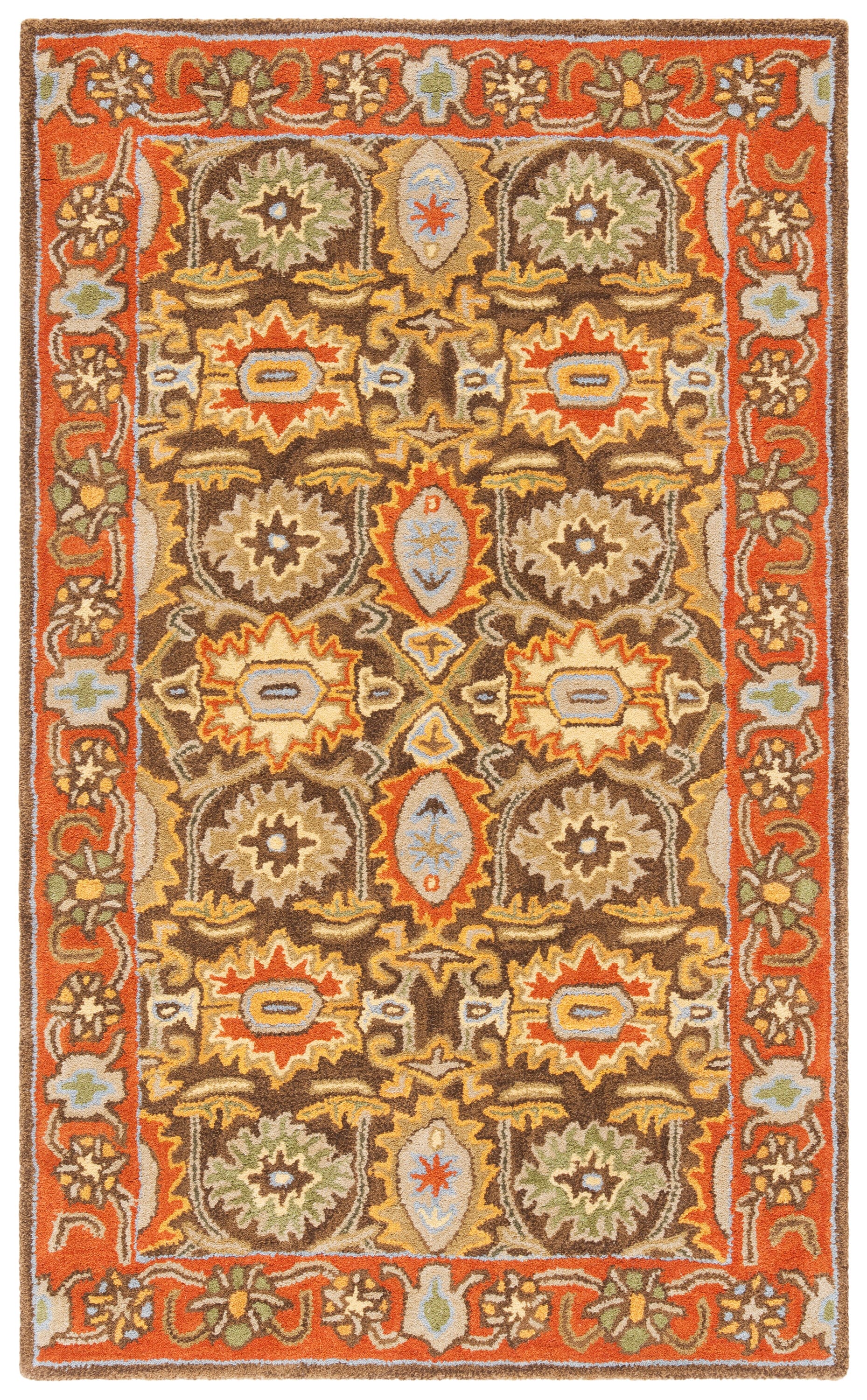 Chocolate and Tangerine Hand-Tufted Wool Area Rug, 3' x 5'