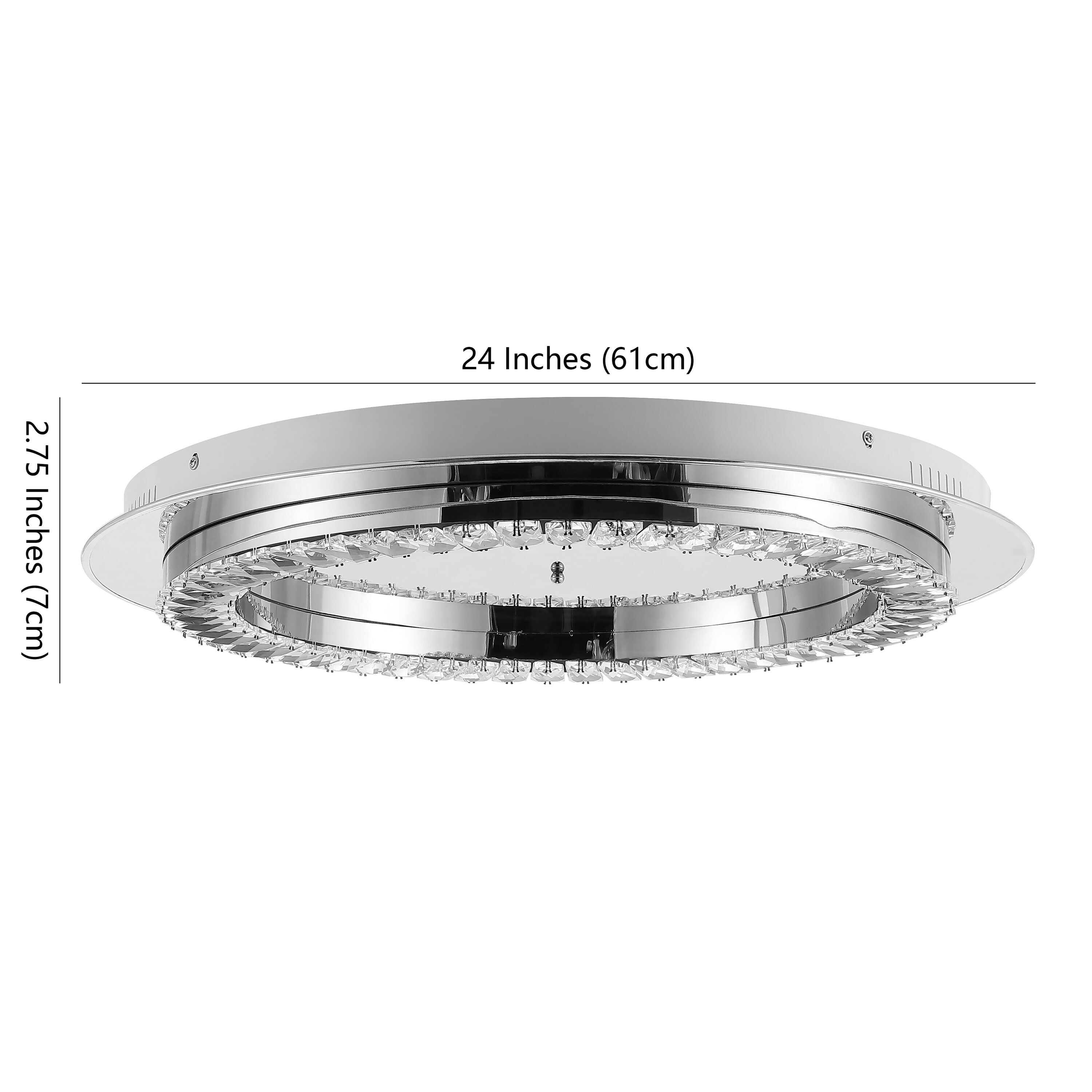 Elegance 24" Crystal Drum LED Flush Mount in Chrome Finish