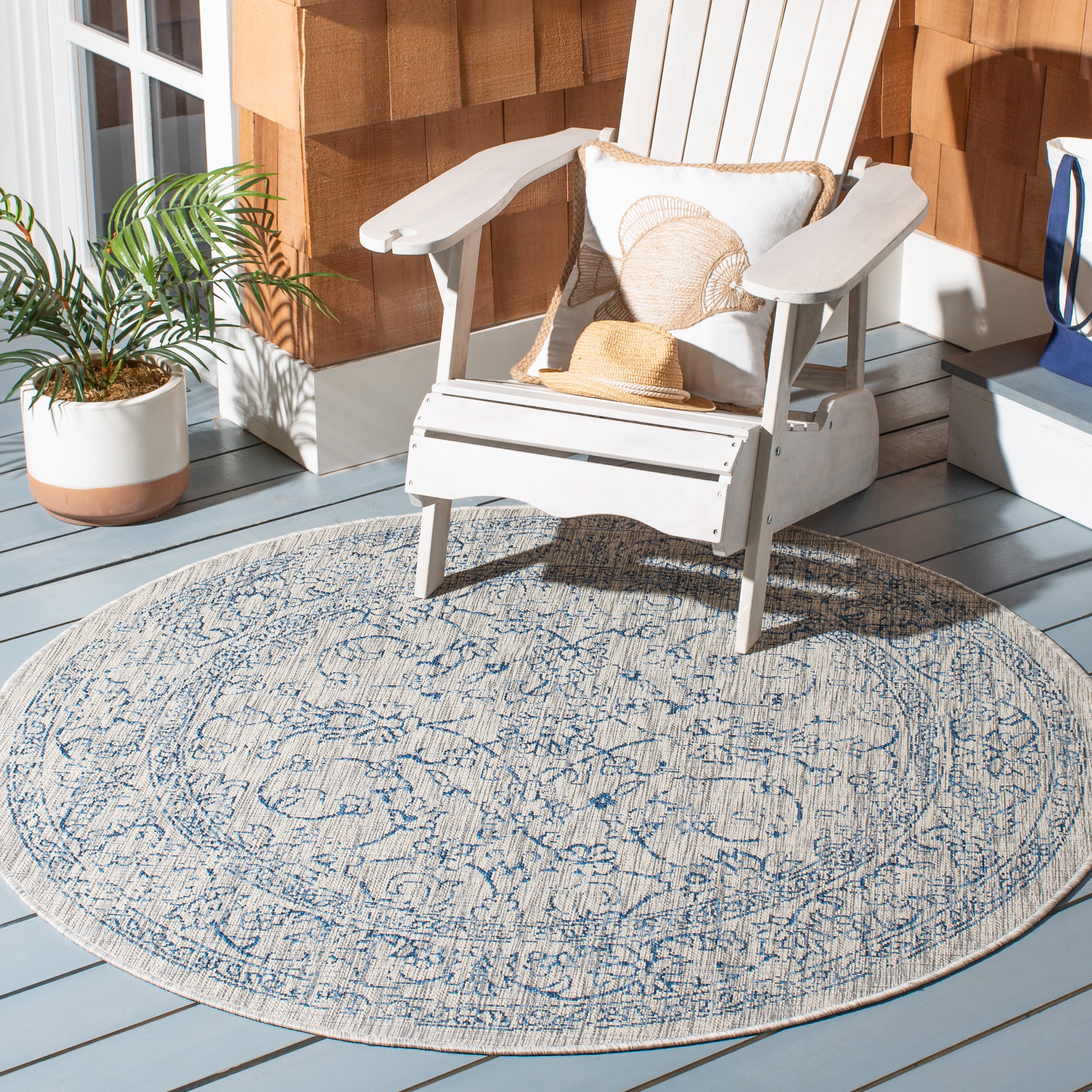 Coutyard 8680 Grey Navy 5in-3ft x 5in-3ft Rug