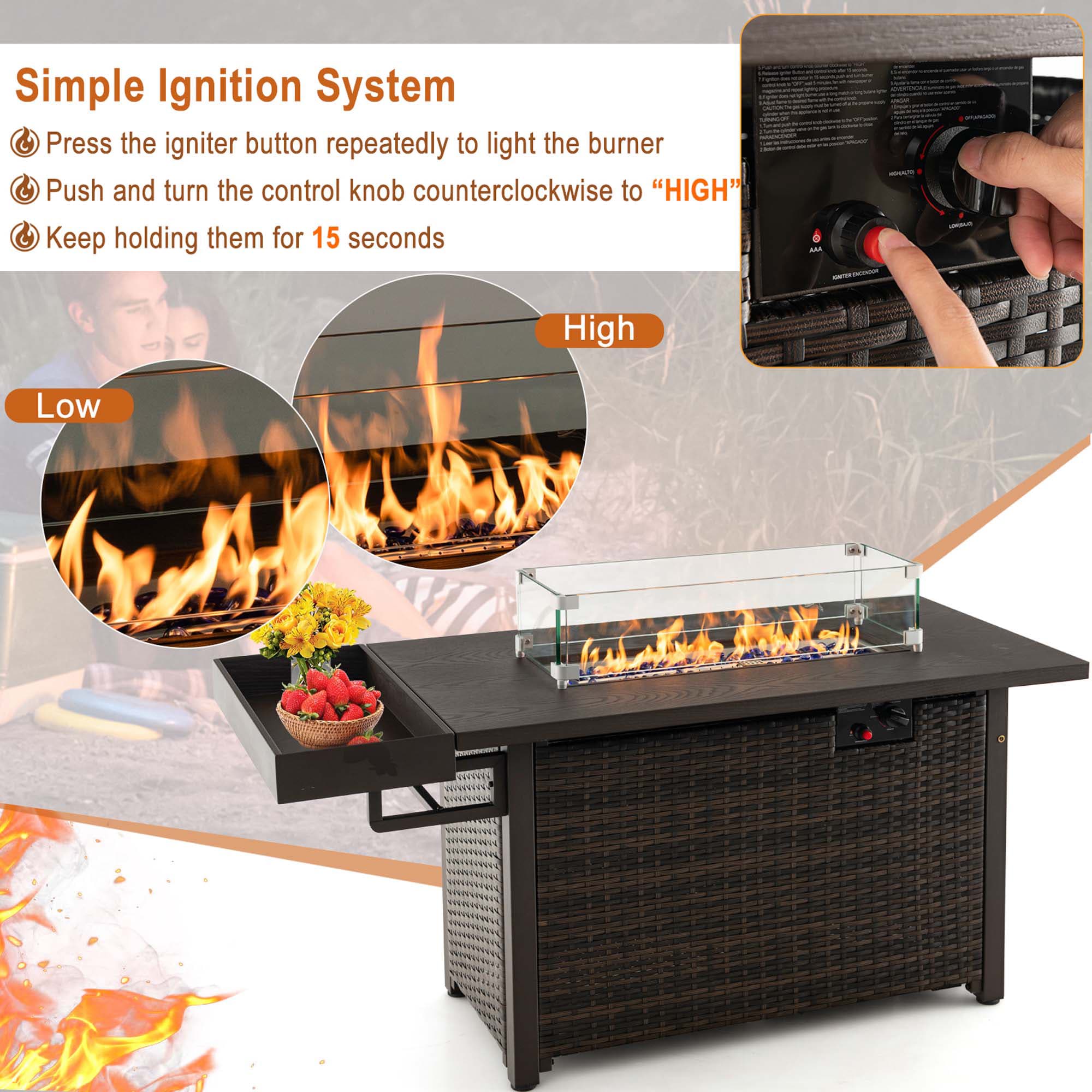 Costway LWS00127 Outdoor-Gas-Firepits - View #3
