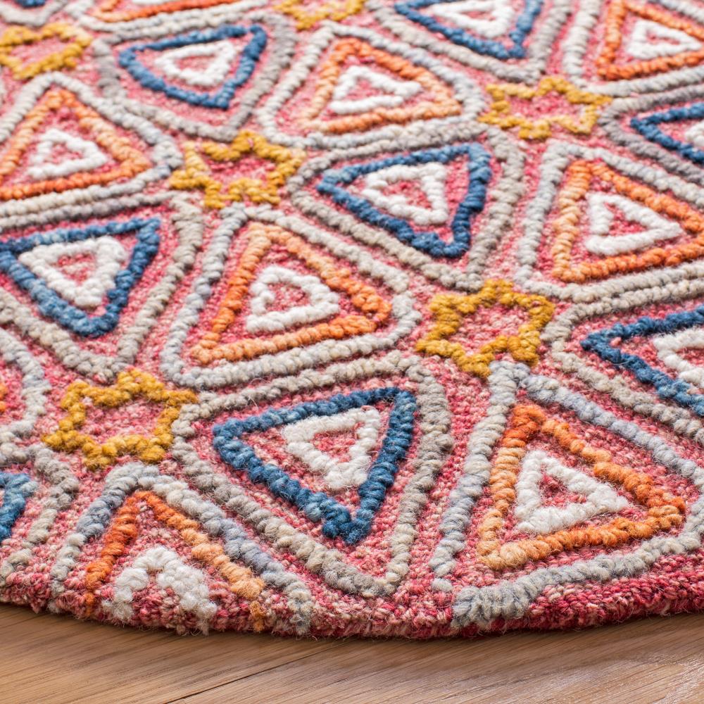 Luxurious Hand-Tufted Pure Wool Round Red Area Rug - 6'