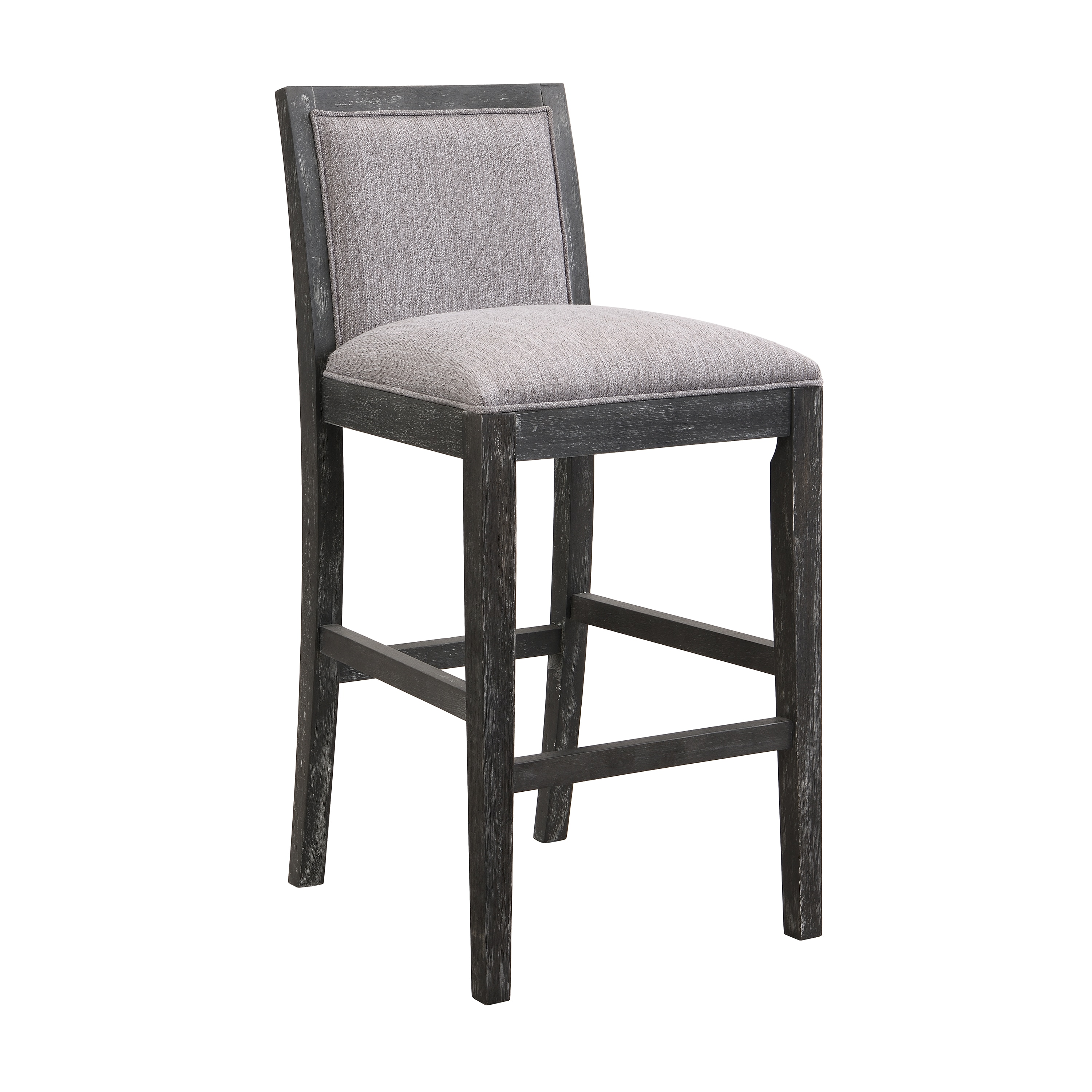 Modern Black and Grey Upholstered Wood Counter Stools, Set of 2