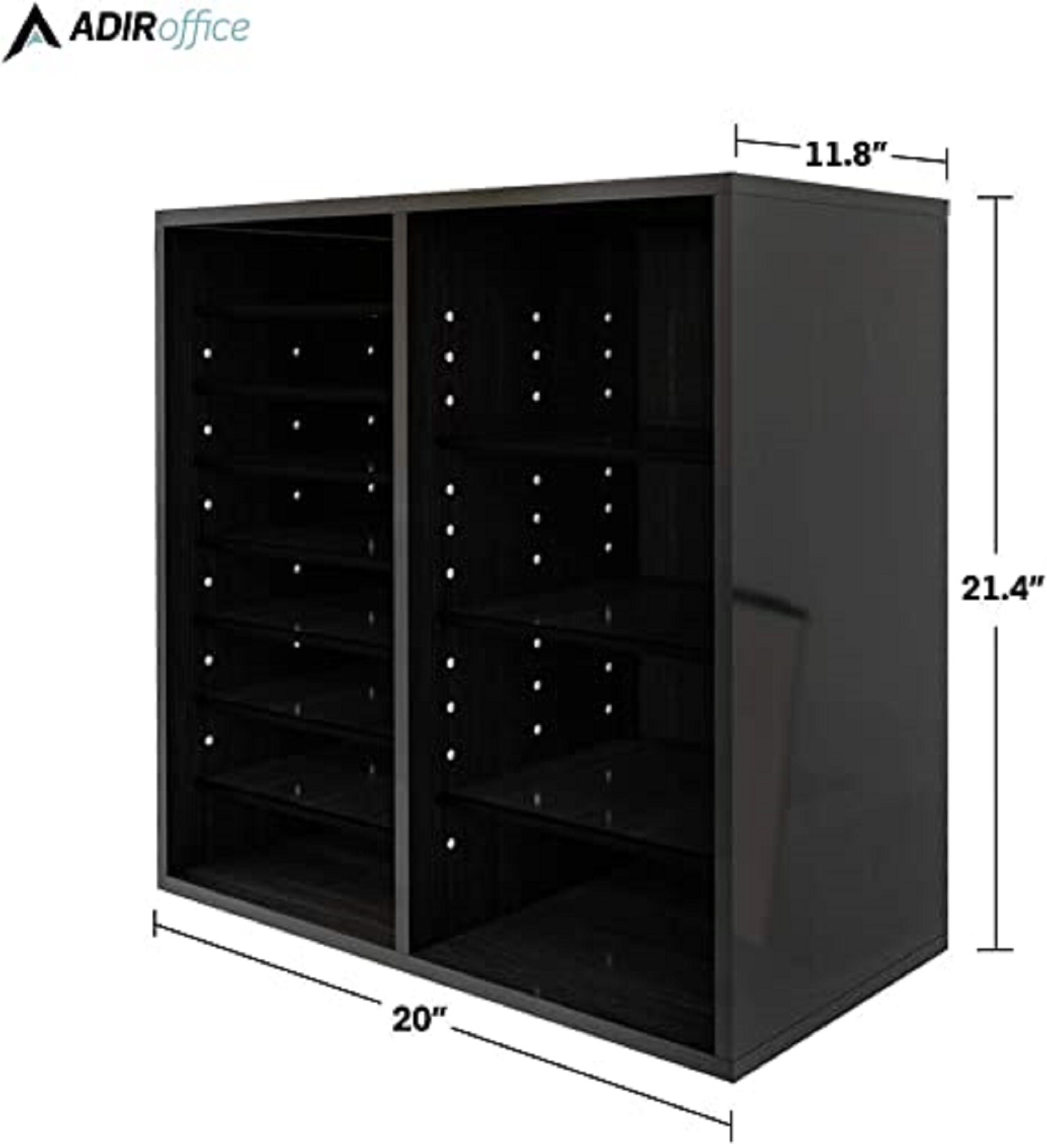 Black MDF 16-Compartment Adjustable File Organizer