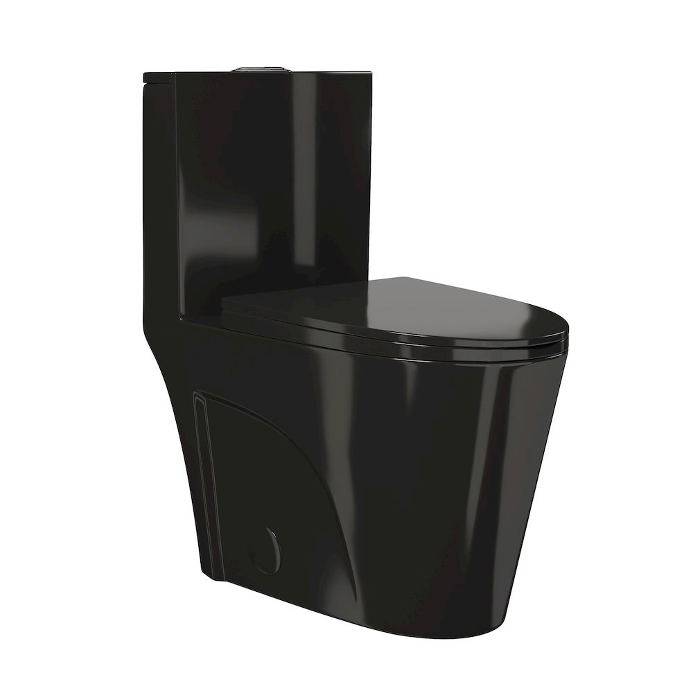 Swiss Madison - St. Tropez One Piece Elongated Toilet Vortex Flush in Glossy Black 1.1/1.6 gpf