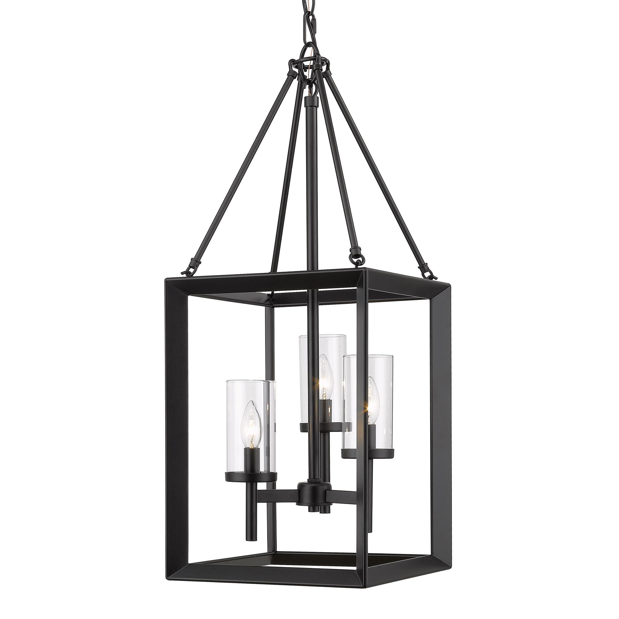 Elegant Smyth Matte Black 32" Outdoor Lantern with Clear Glass