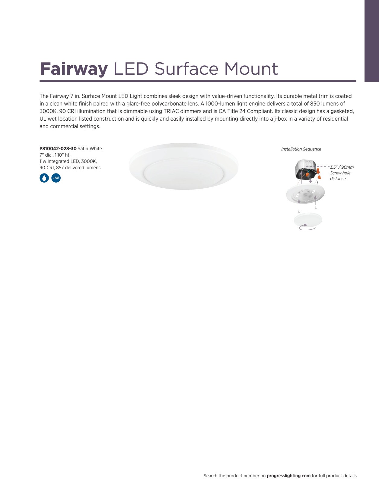 Fairway 7" White LED Indoor/Outdoor Surface Mount Light