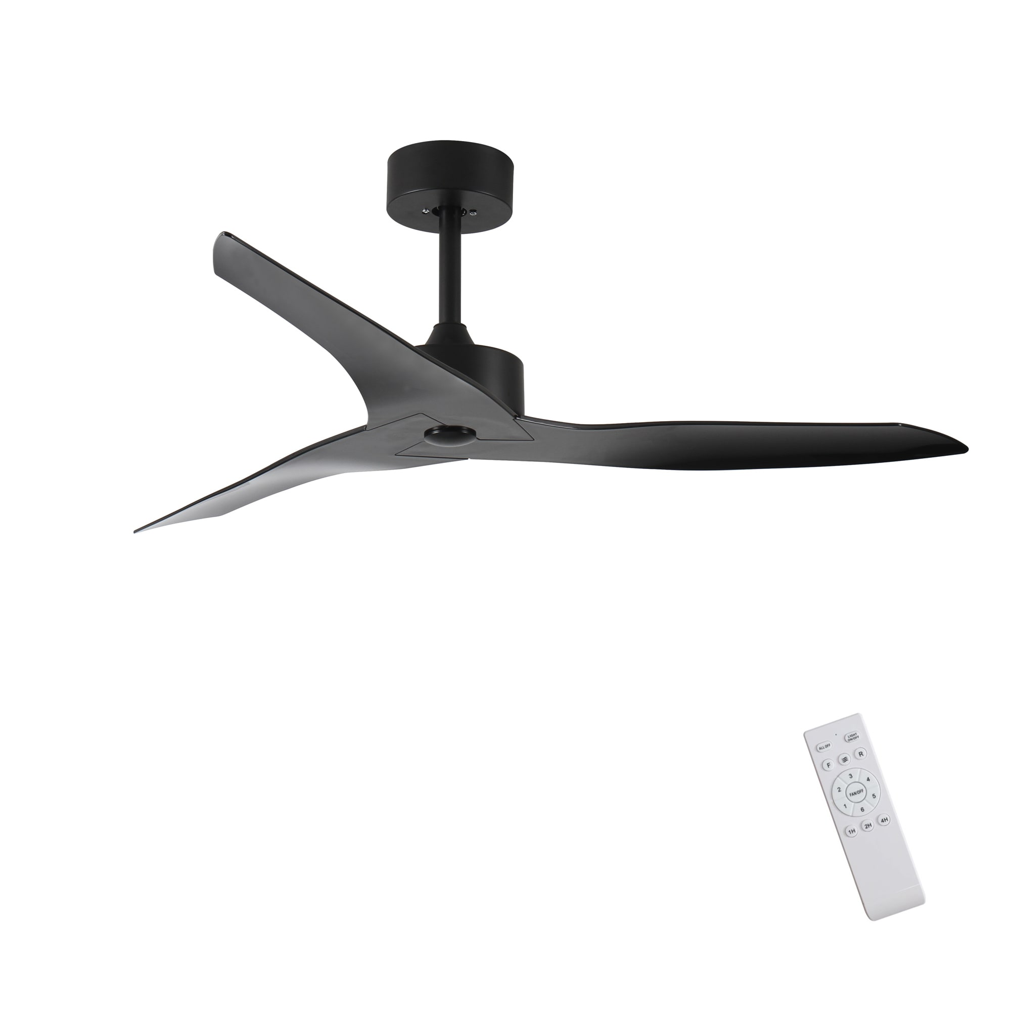 BABOOM BOM-2P20446-OR 52" Outdoor black Ceiling Fan Without Light 52-in Black with ABS Blades Ceiling Fan Without Light - Remote Included ( 3 -Blade )