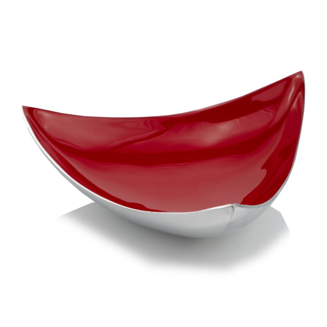 HomeRoots 4000354585 4-in x 14-in Buffed Poppy Red Oval Serving Tray