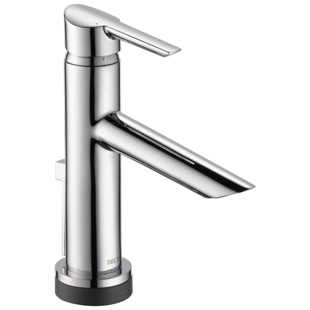 Delta Compel Chrome 1-Handle 4-in centerset WaterSense Bathroom Sink Faucet  with Drain with Deck Plate in the Bathroom Sink Faucets department at  Lowes.com