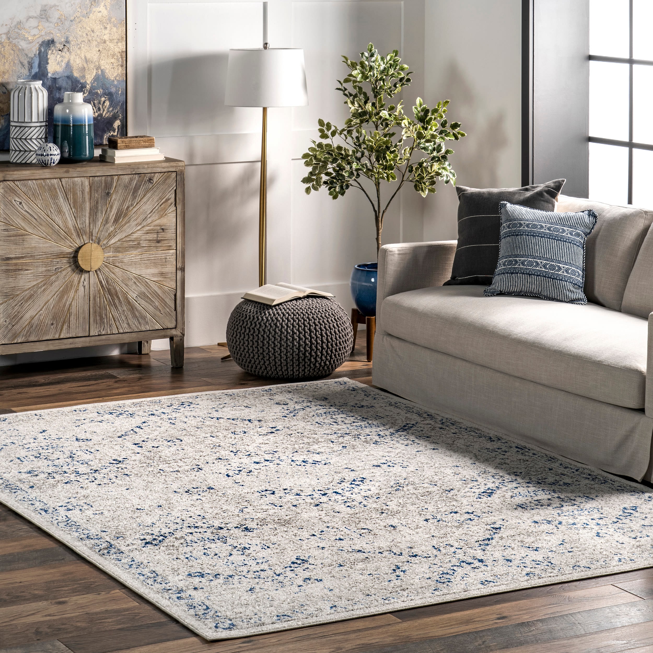 nuLOOM RZBD30C-8010 8 x 10 (ft) Loomed Polypropylene Blue Rectangular Indoor Vintage Area rug