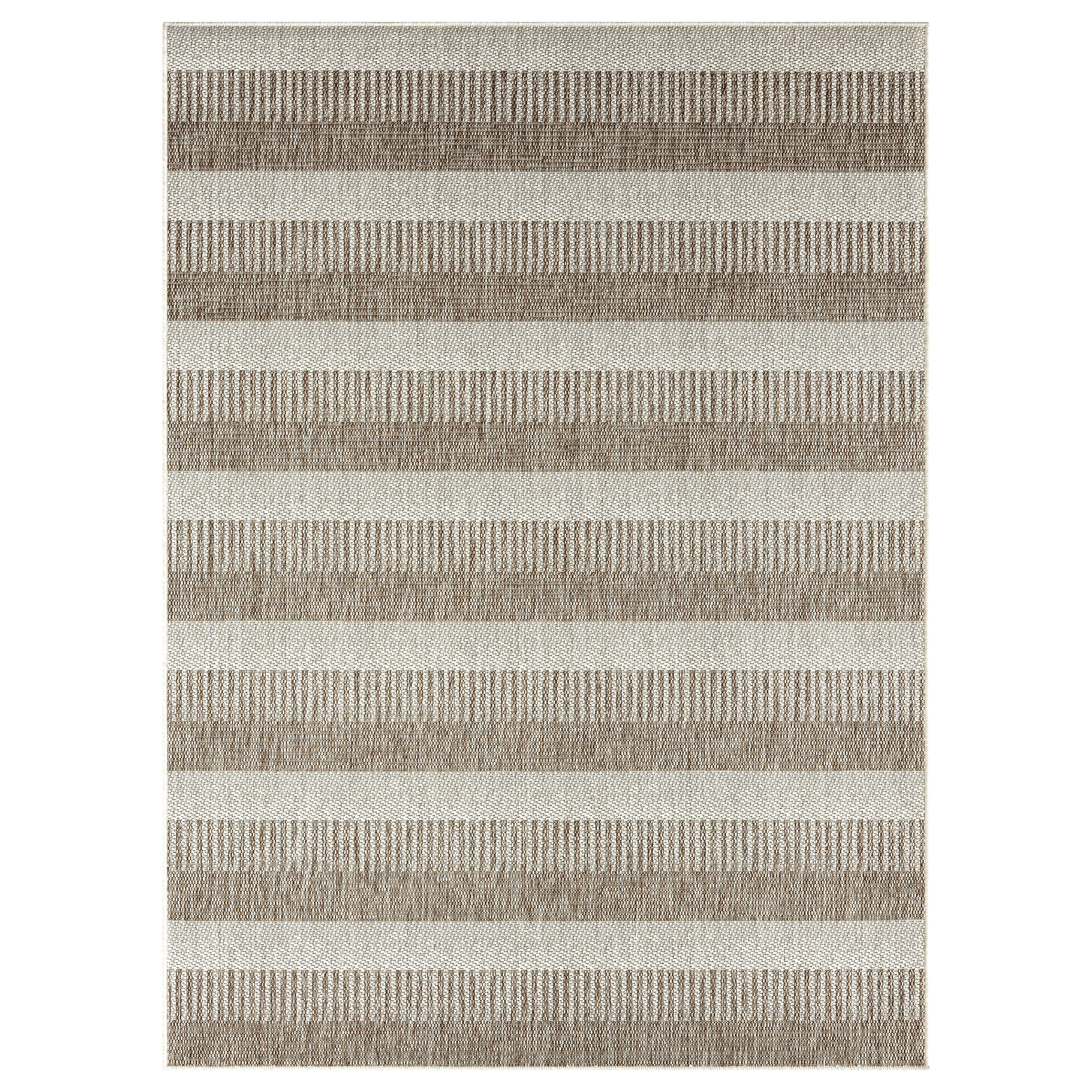 Nicole Miller 1-105-179 8 x 10 (ft) Loomed Polypropylene Taupe Rectangular Indoor/Outdoor Stripe French Country Area rug