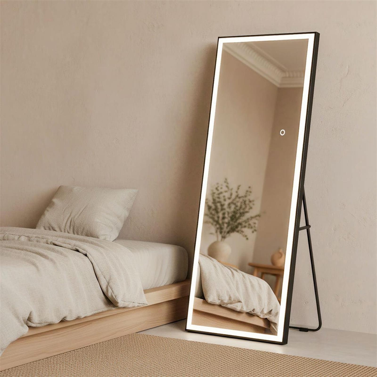 Choco Moon 71x28 Inch Large Rectangle FullLength LED Mirror Oversized Black Frame Wall Mirror for Gym or Dressing Area Black