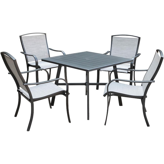 Hanover Foxhill 5 Piece Gray Patio, White Outdoor Dining Chairs Bunnings