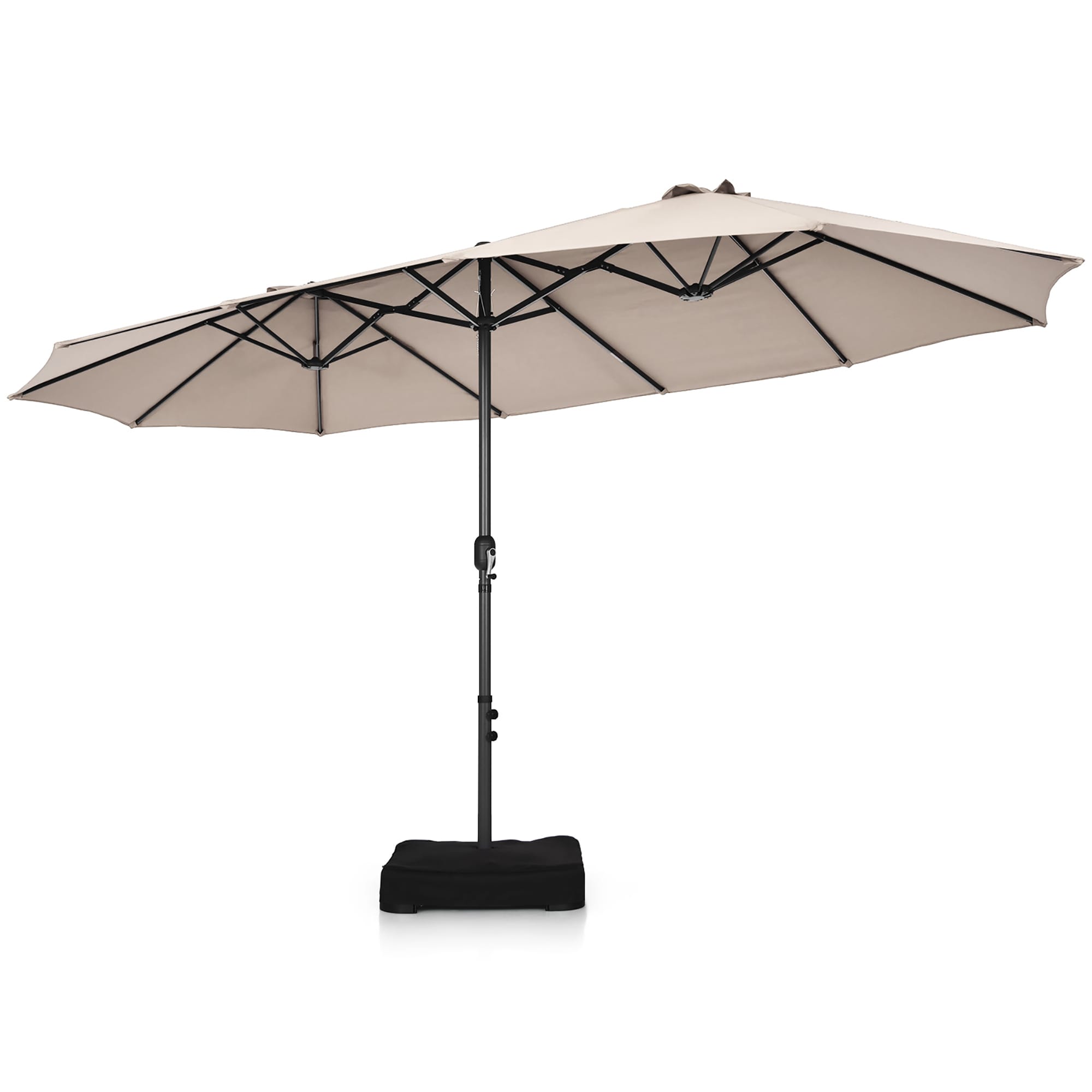 Costway LWS00019 9-Feet Steel Beige Market Patio Umbrella with Base