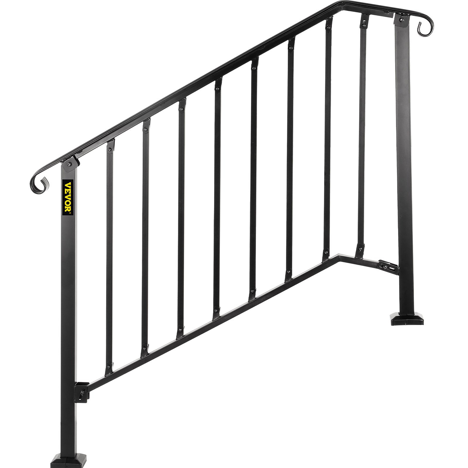 VEVOR 3 ft. Handrails for Outdoor Steps Fit 3 or 4 Steps Outdoor Stair  Railing Wrought Iron Handrail with baluster, Black LTFS3H4BHSTL00001V0 -  The