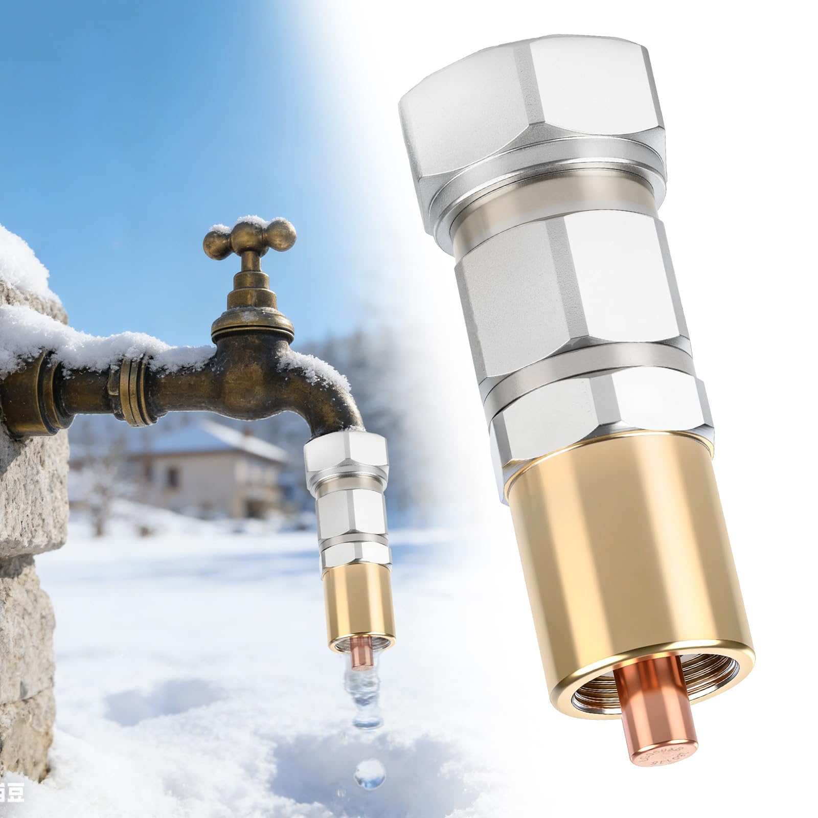 JVFCXXV - Outdoor Faucet Freeze Protection Valve Heavy Duty Brass Freeze Proof Valve Activates B...