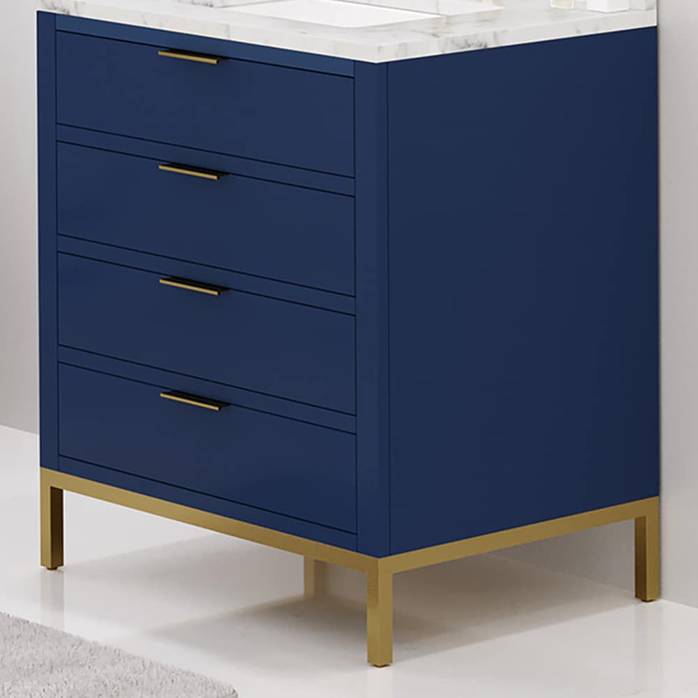 Bristol 30" Monarch Blue Single Sink Vanity with Carrara Marble Top