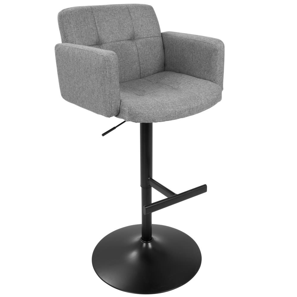 LumiSource BS-STOUT BK+GY Stout Black, Grey 47.5-in H Tall Upholstered Swivel Metal Bar Stool with Arms