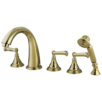 Kingston Brass Royale Polished 3, Brass Bathtub Faucet With Sprayer