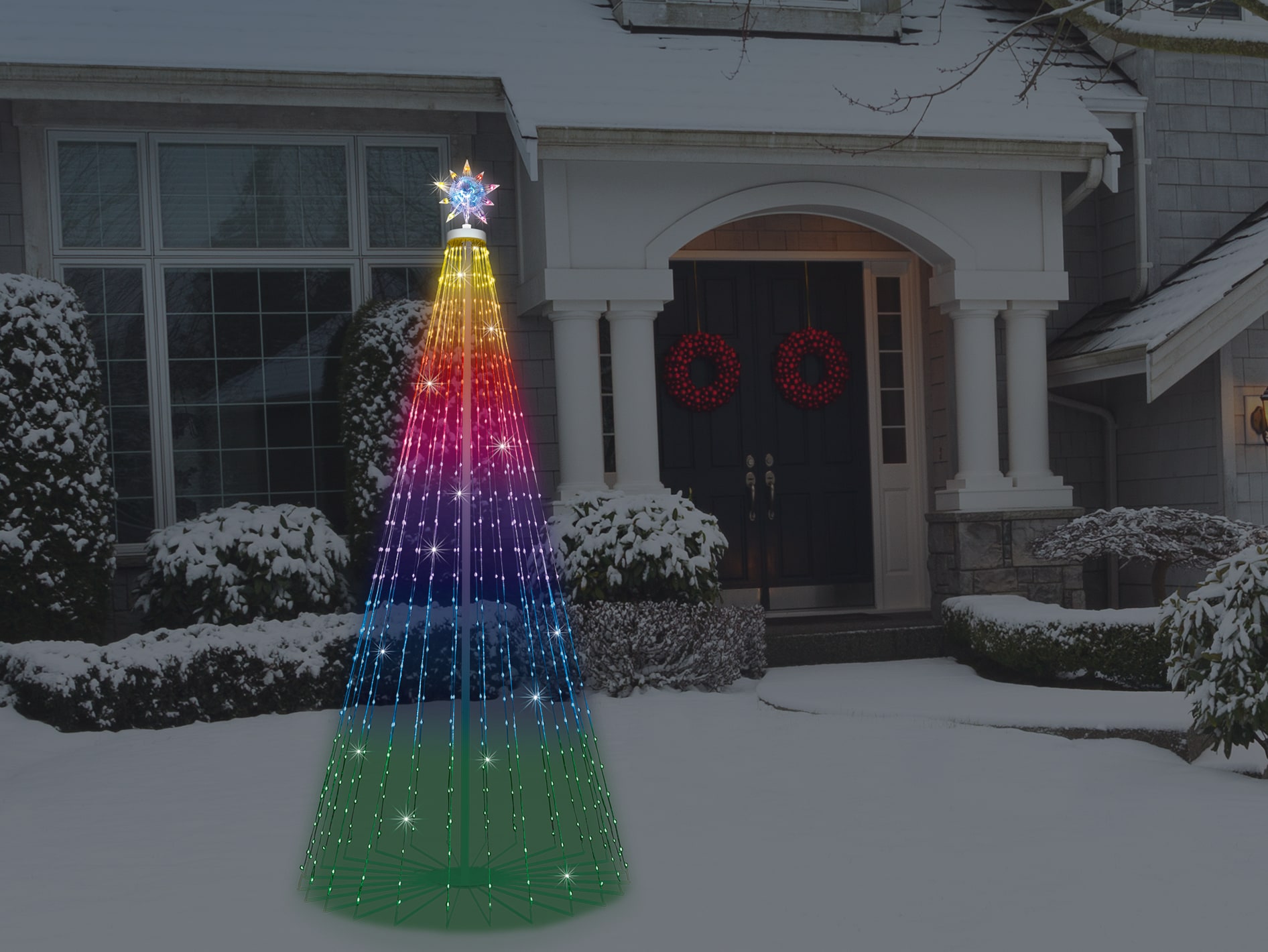 9 1/2 inch beaded Christmas tree with color changing Christmas store lights