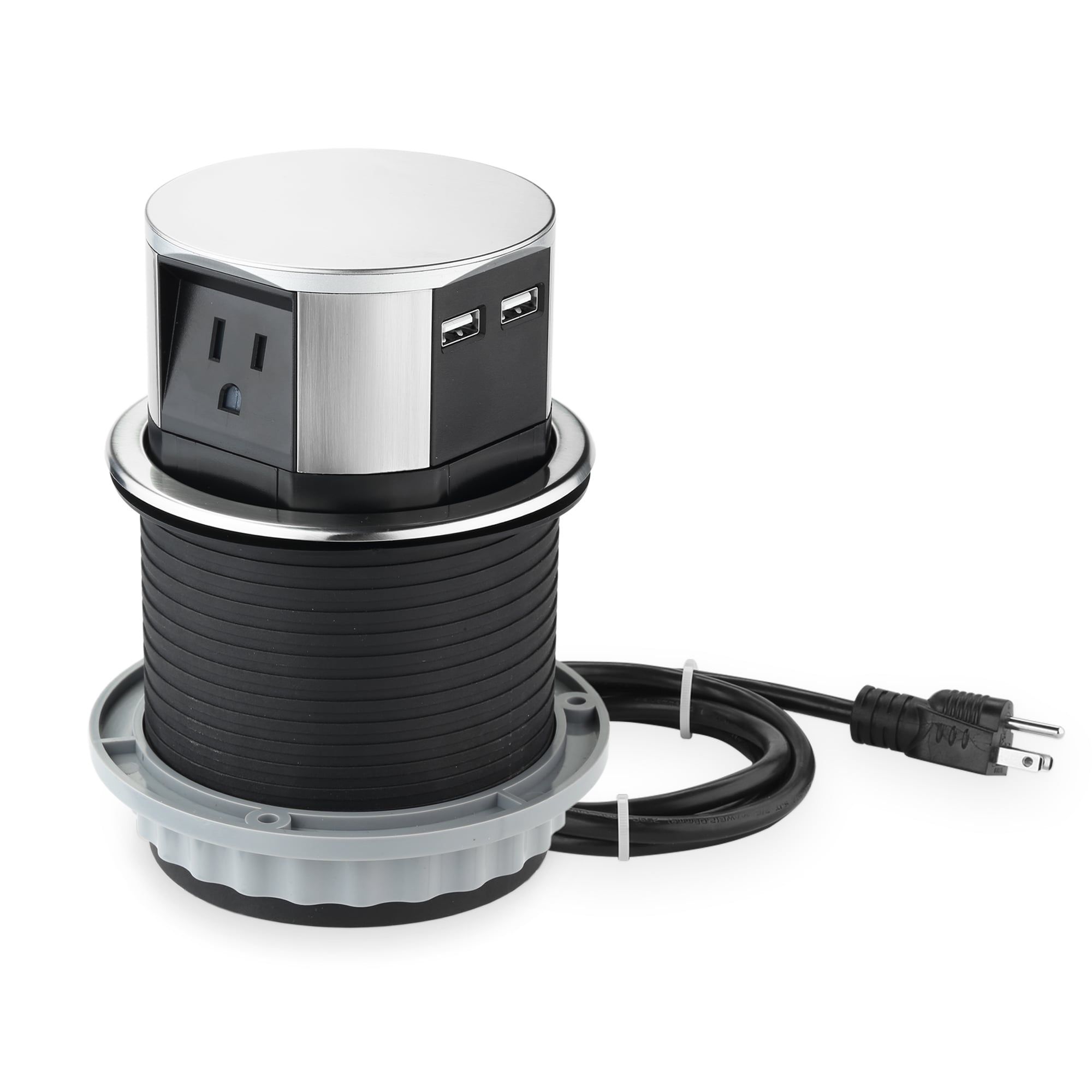  Link2Home 20 Ft. Power Handle Extension Cord W/ 2 Outlets & 2  USB Ports - Wall Bracket & Hardware Included : Everything Else