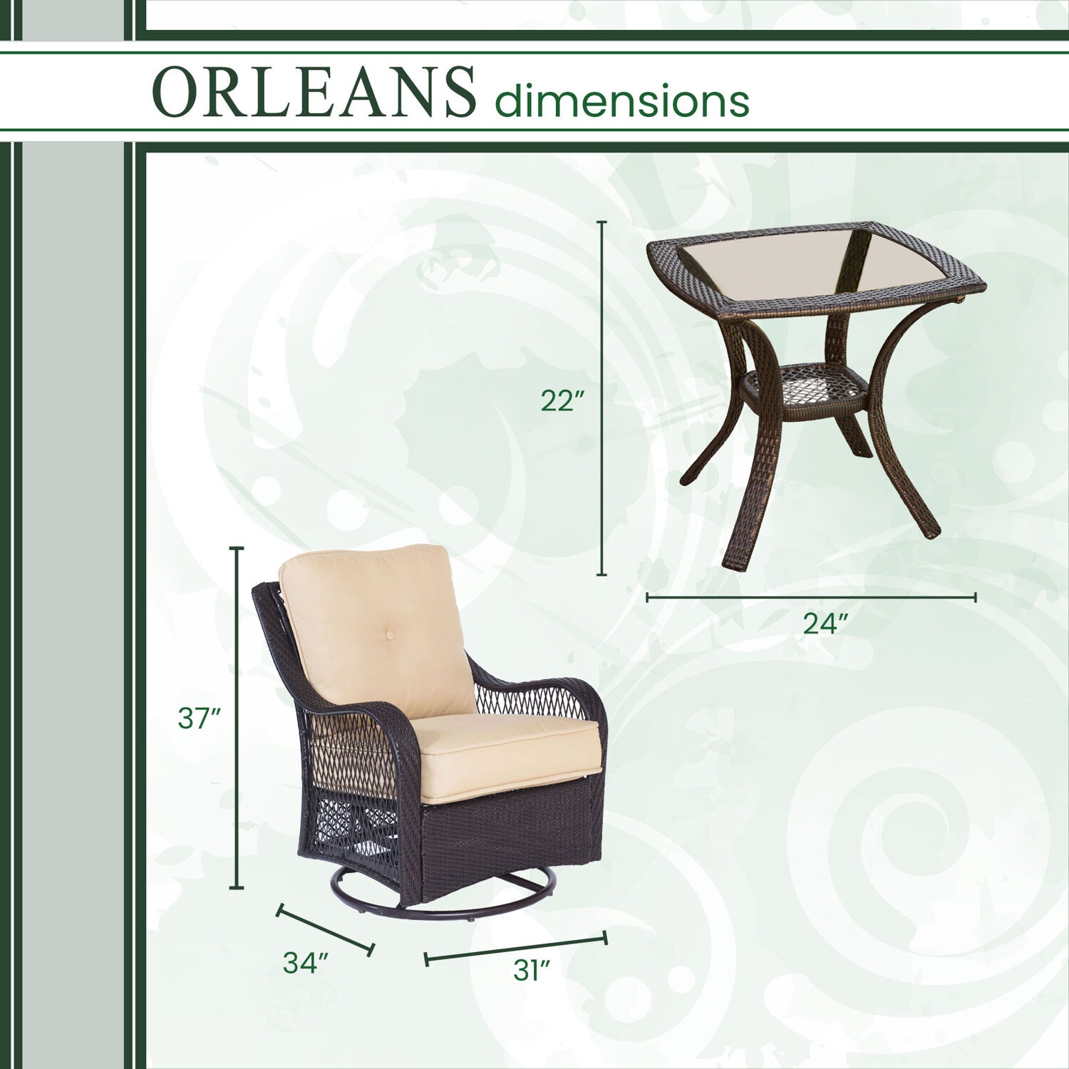Hanover ORLEANS3PCSW-B-TAN Patio-Conversation-Sets - View #2