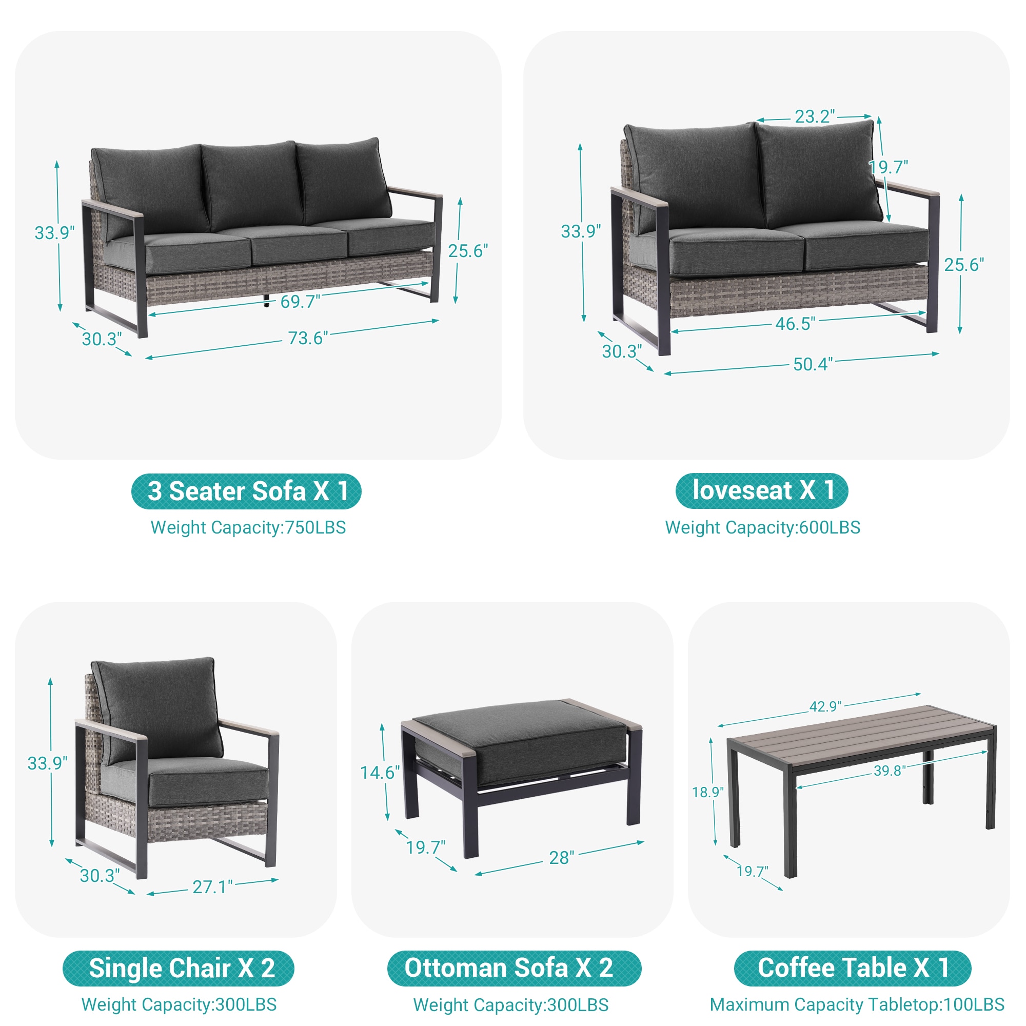 ACEGOSES LW-148HBK-S3T6 Patio-Conversation-Sets - View #3