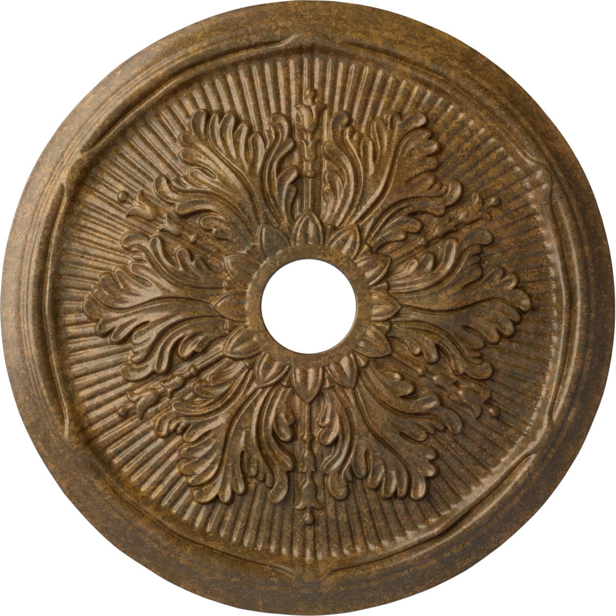 Ekena Millwork CM23LURZS Luton Leaf 23.75-in W x 23.75-in L Painted Rubbed Bronze Polyurethane Whole Ceiling Medallion