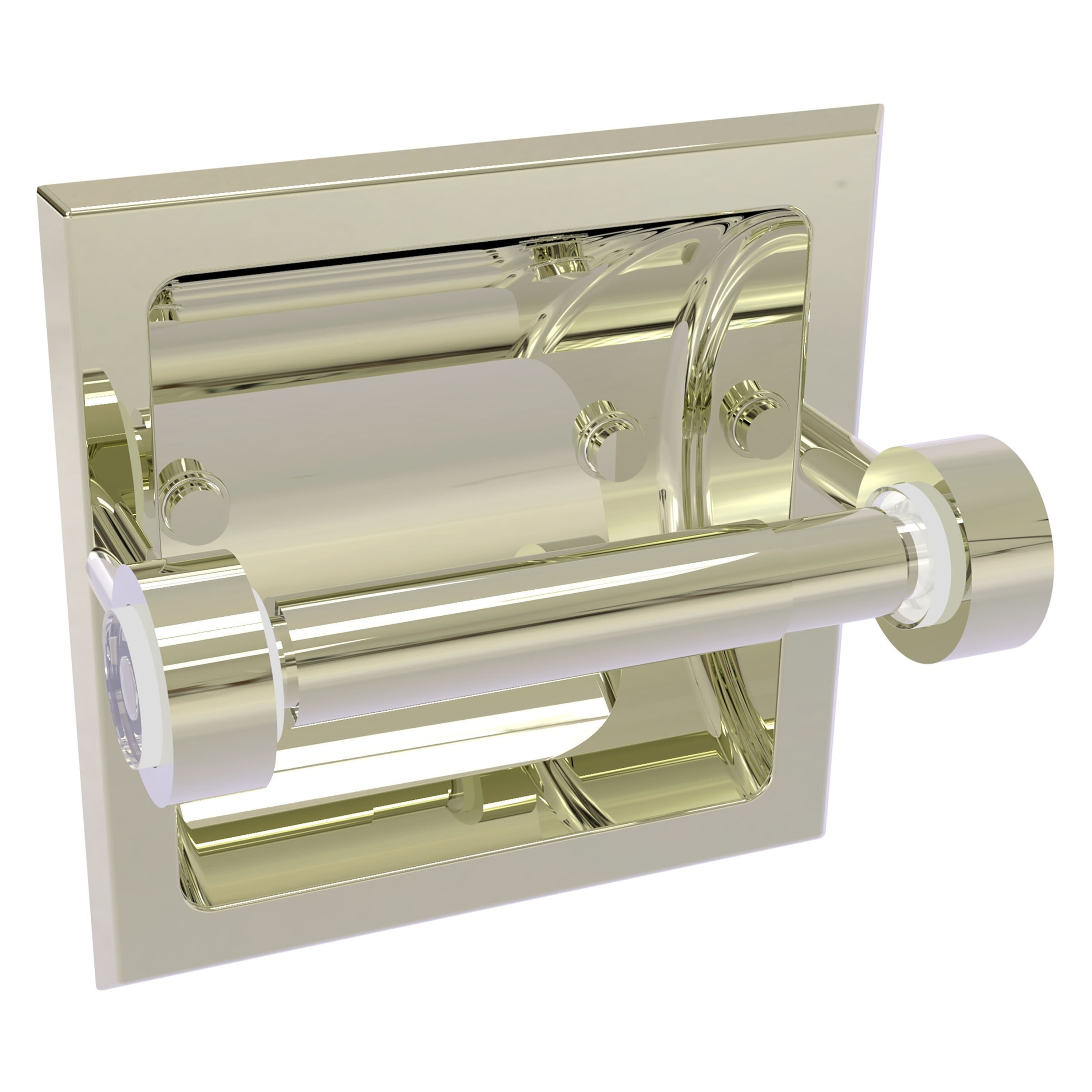 Allied Brass CV-24C-PNI Clearview Polished Nickel Recessed Double post Toilet Paper Holder 1 -Rolls with Storage