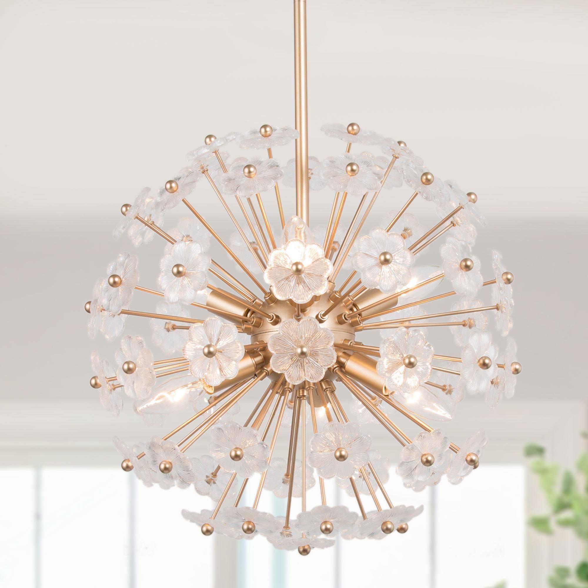 Uolfin 6-Light Matte Gold and Crystal Topping Globe Mid-century  Modern/Contemporary Crystal Chandelier in the Chandeliers department at  