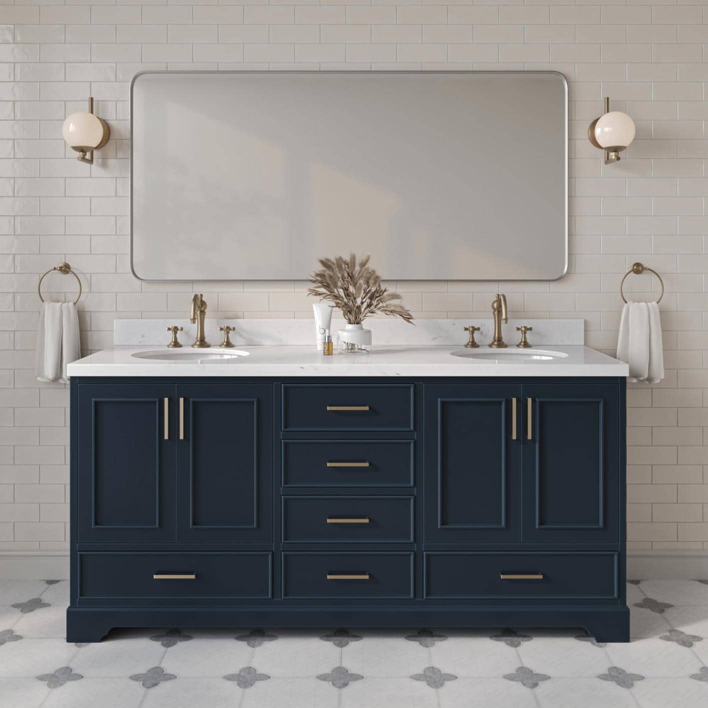ARIEL Stafford Undermount Bathroom Vanity with Quartz or Marble Top (Mirror Included)