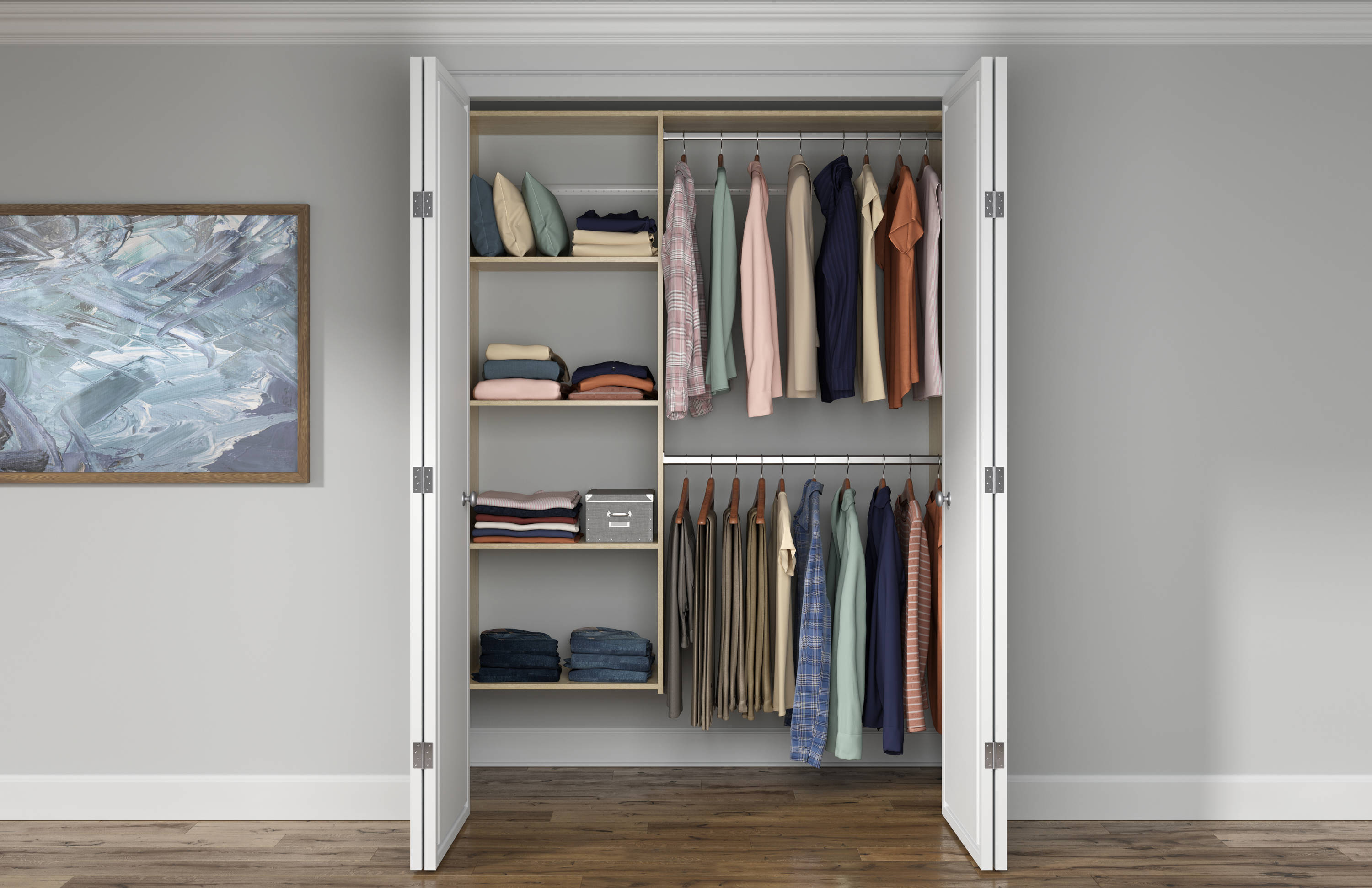 Easy Track 2-ft to 2.55-ft W x 7-ft H White Solid Shelving Wood Closet  System in the Wood Closet Kits department at